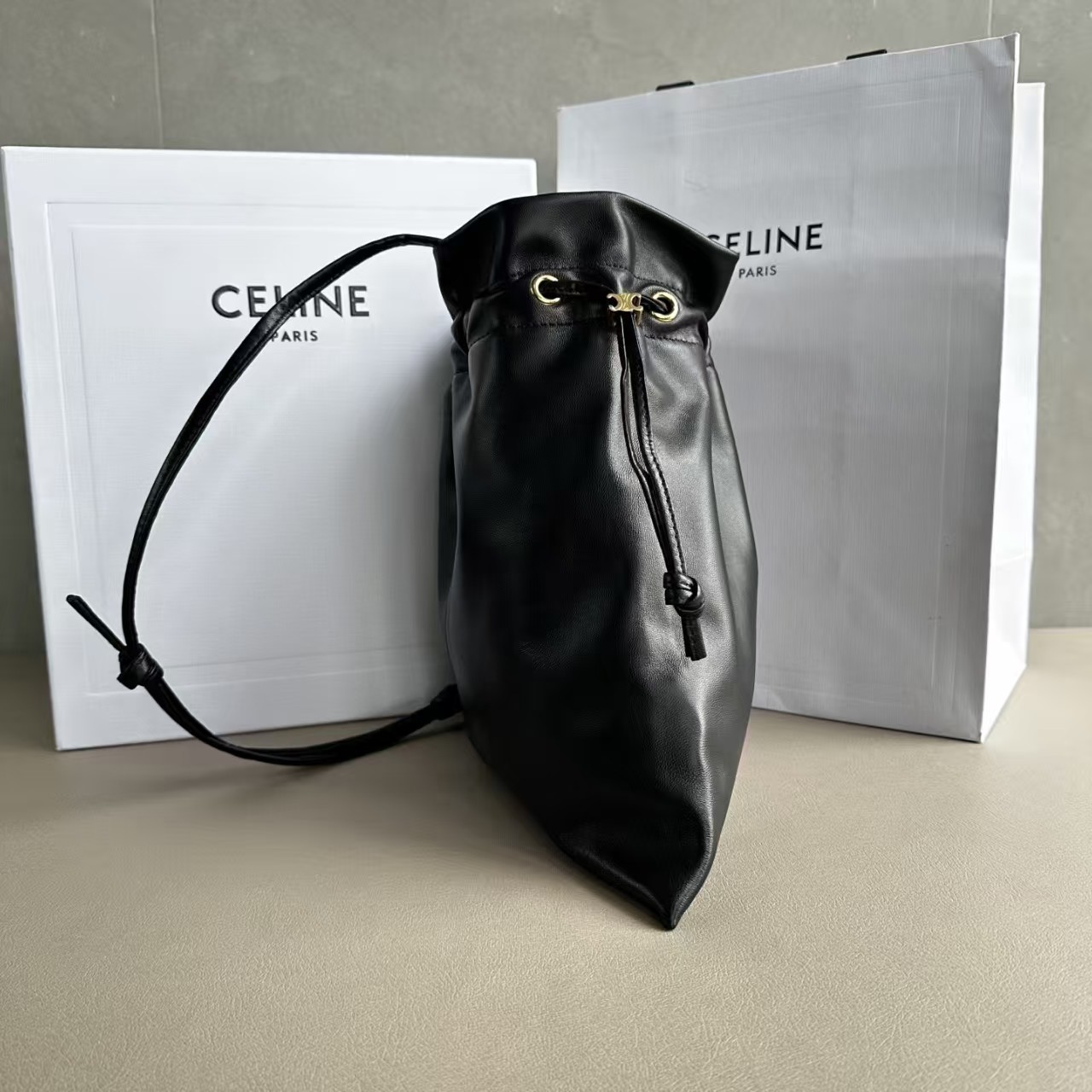 Celine Crystal Pouch in Lambskin Bag
