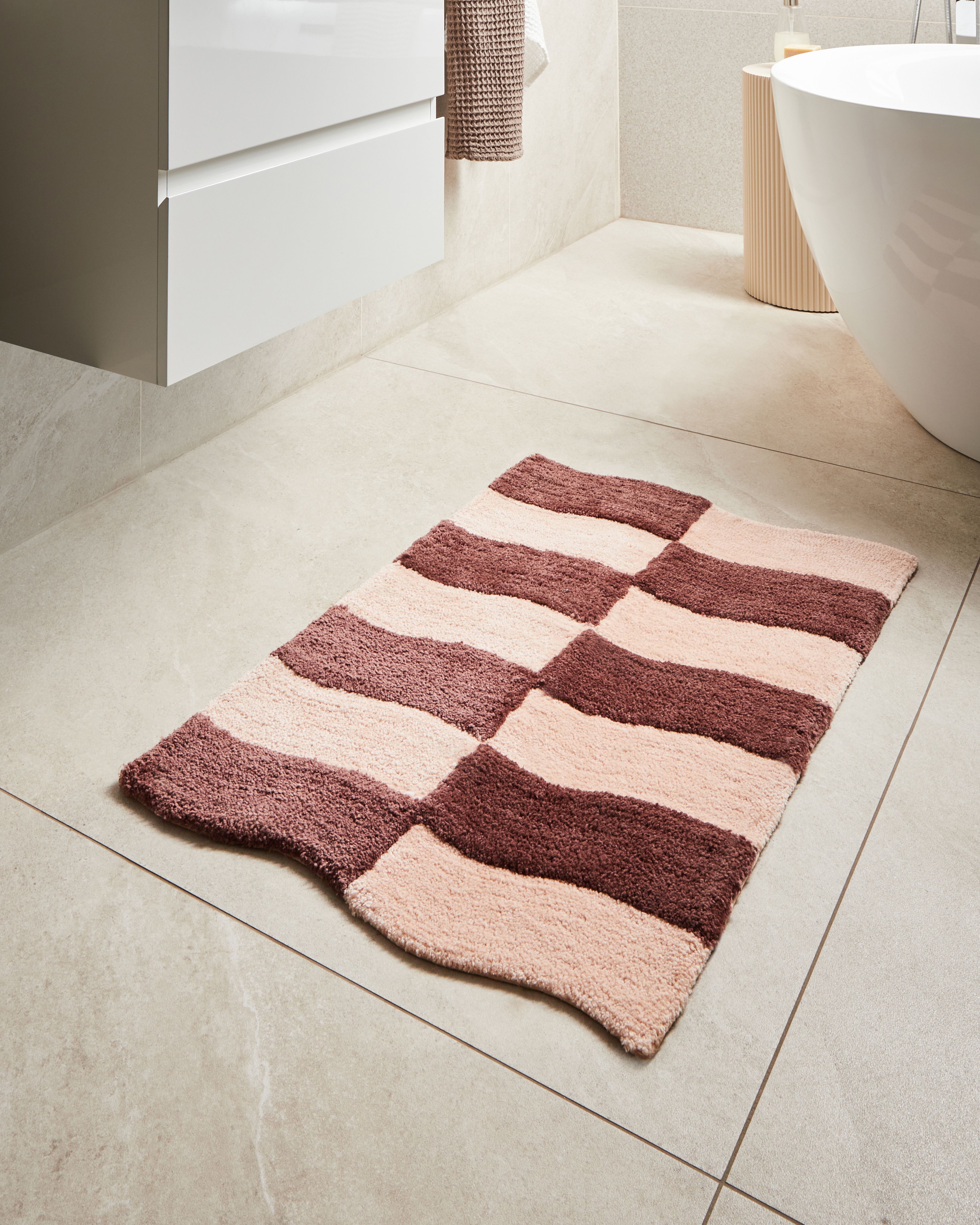 Bath Mat DIWANA Brown/ Beige 60 x 90 cm