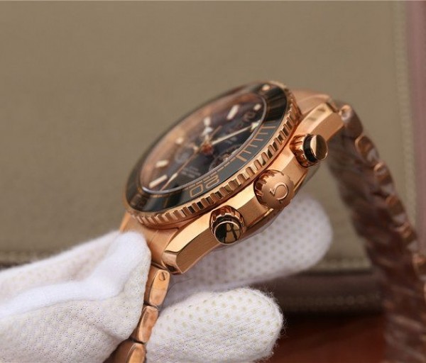 Replica Omega OMF Planet Ocean Master Chronometer RG Black Bezel Black Dial RG Bracelet A9901 - Top club