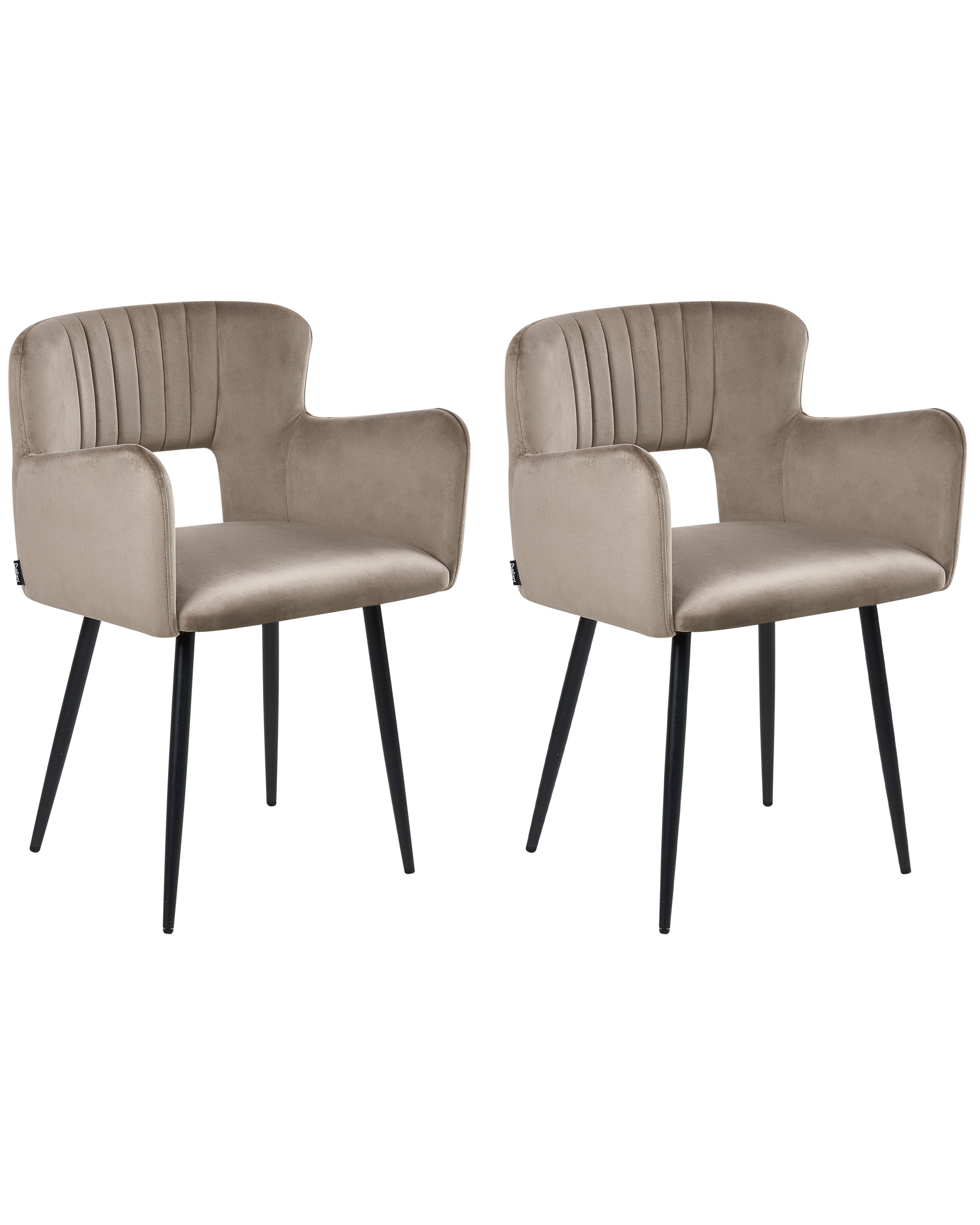Set of 2 Dining Chairs SANILAC Velvet Taupe
