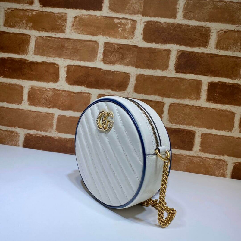 Replica Gucci Gg Marmont Mini Round Shoulder Bag 550154 White1:1High-quality replica
