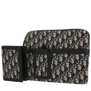 Dior pouch in grey and silver monogram canvas Oblique1:1High-quality replica