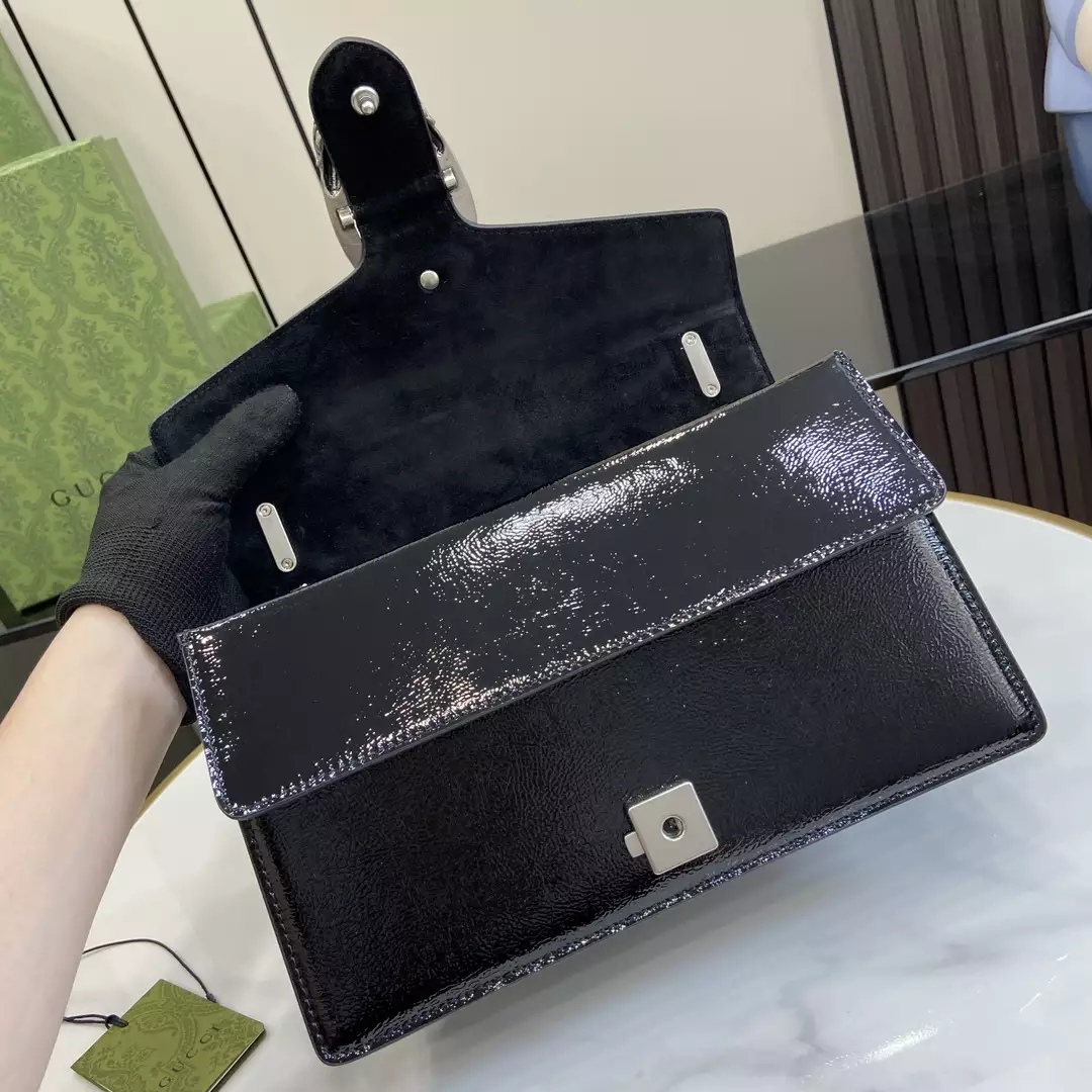Dionysus Small Shoulder Bag in Black Patent Leather1:1High-quality replica
