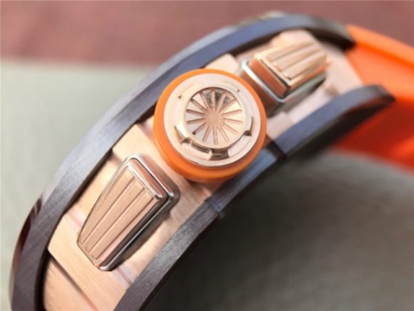 Replica Richard Mille RM011 Felipe Massa RG Chrono Brown Skeleton Dial Orange Rubber Strap A7750 - Top club
