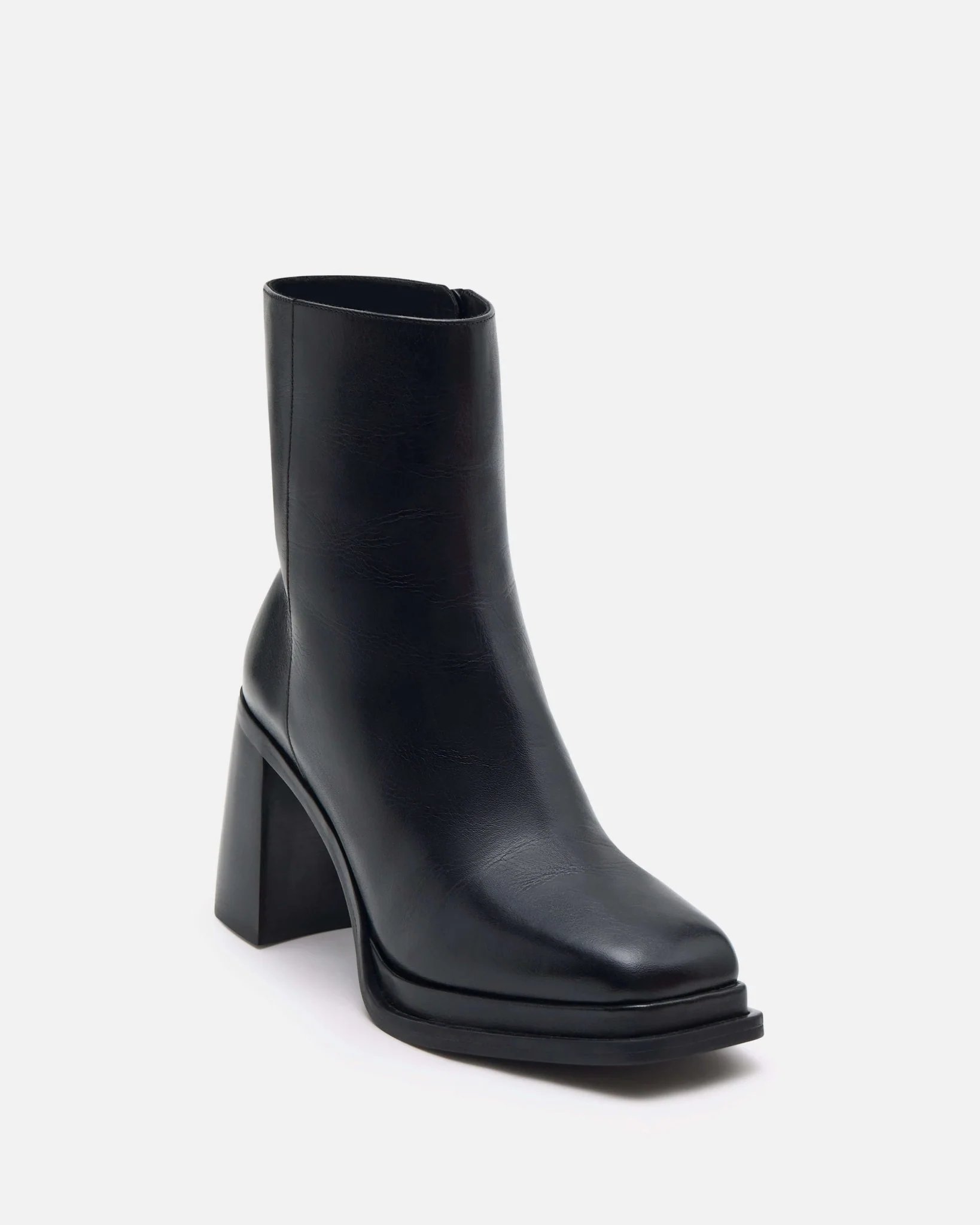 BOTTINES TESJA - En cuir à talons carrés noir