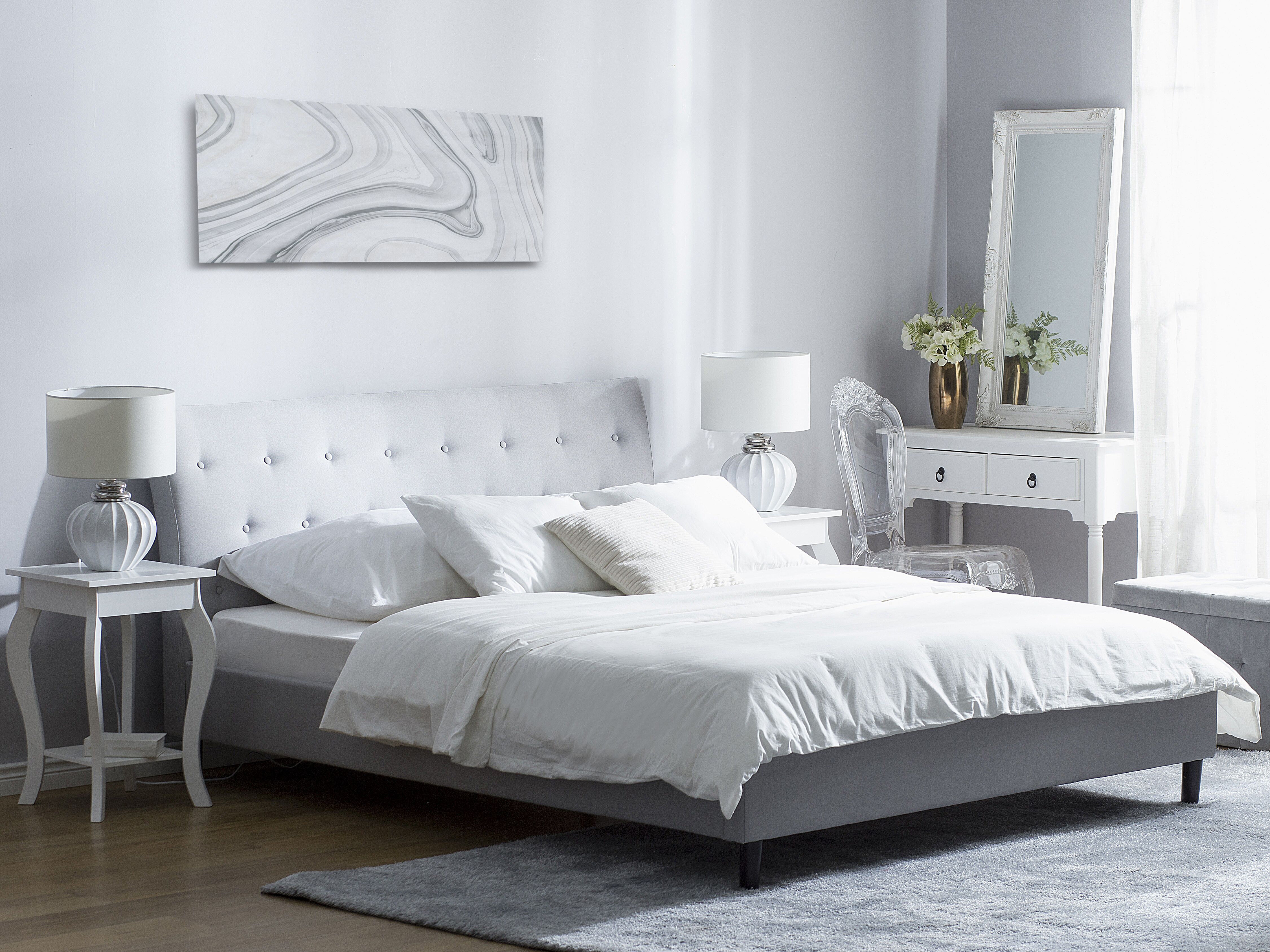 Bed Fabric SAVERNE 180 x 200 cm (EU Super King) Light Grey