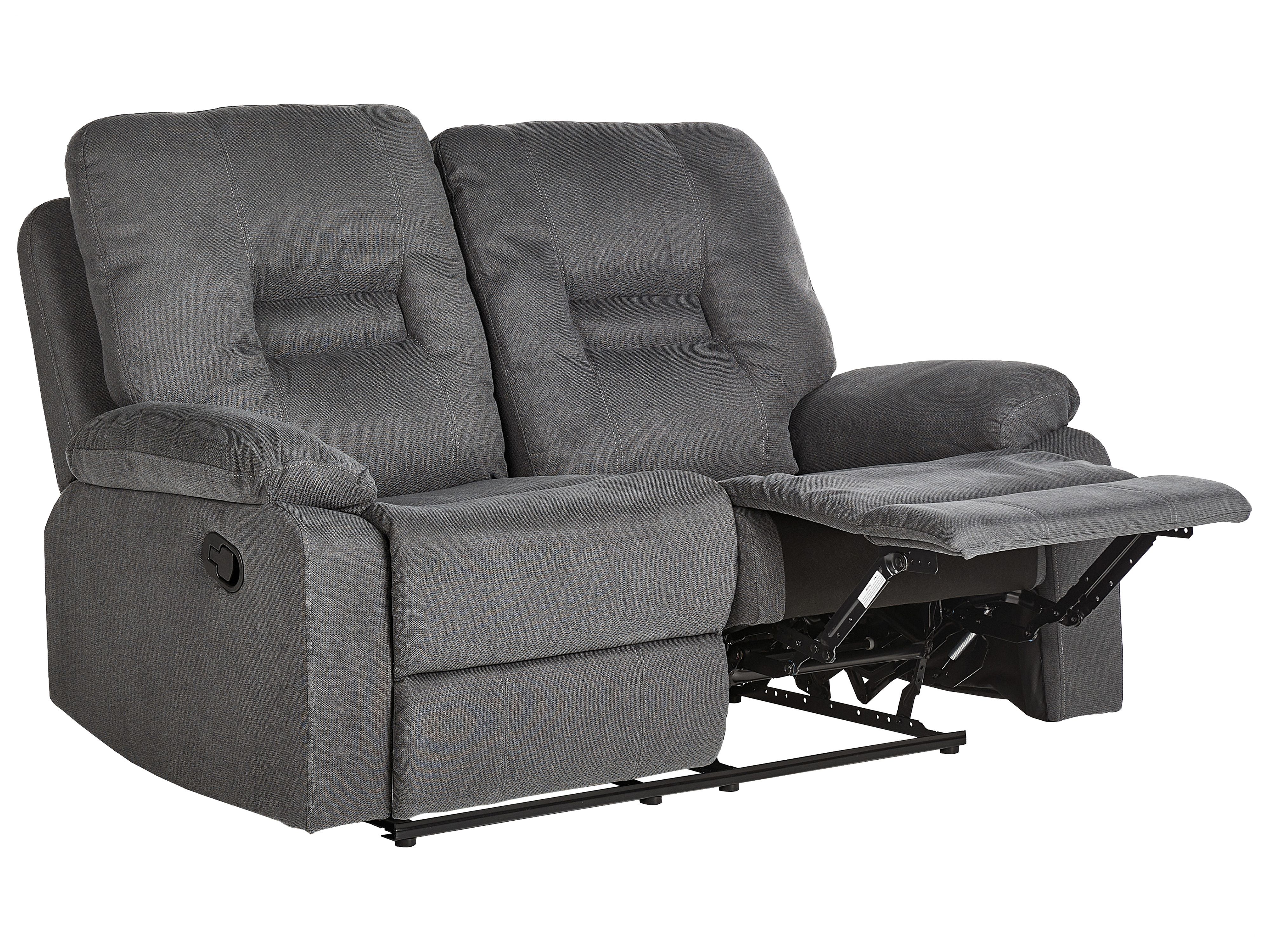 Manual Recliner Sofa 2 Seater BERGEN Fabric Dark Grey
