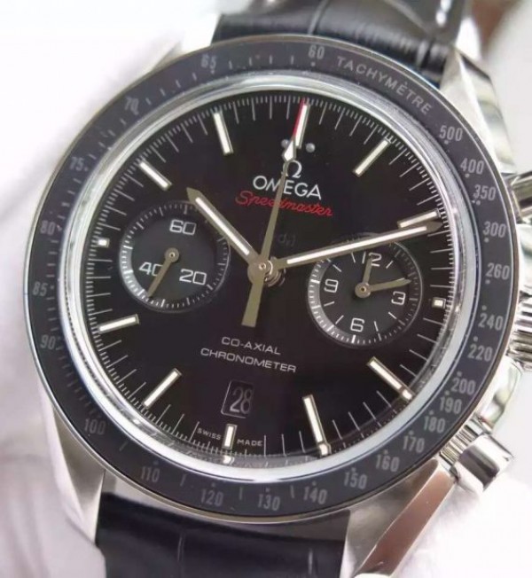 Replica Omega Speedmaster Moonwatch Chrono Dark Side Of The Moon Leather A9300 - Elite Watch Atelier