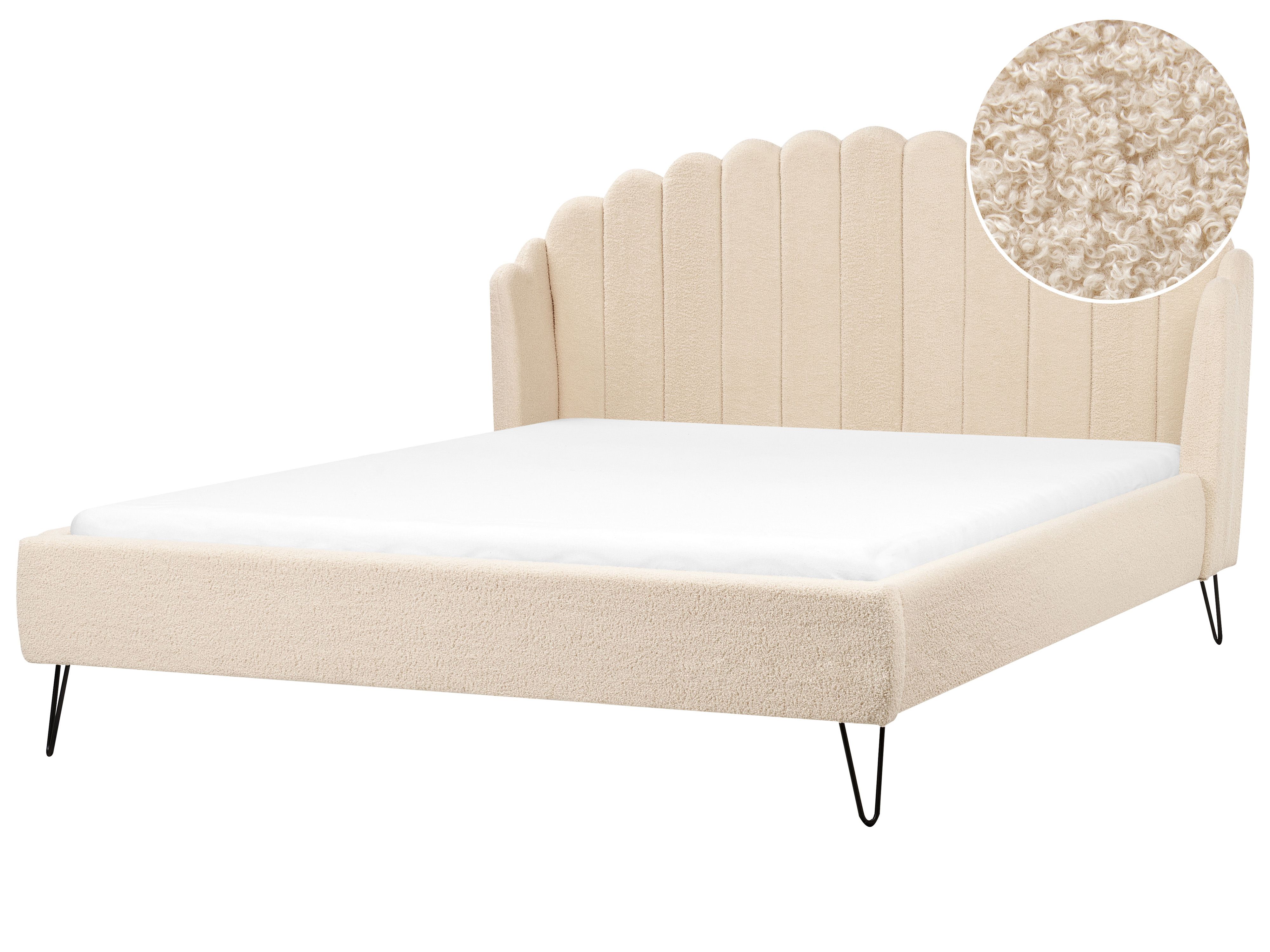 Bed Boucle AMBILLOU 180 x 200 cm (EU Super King) Beige
