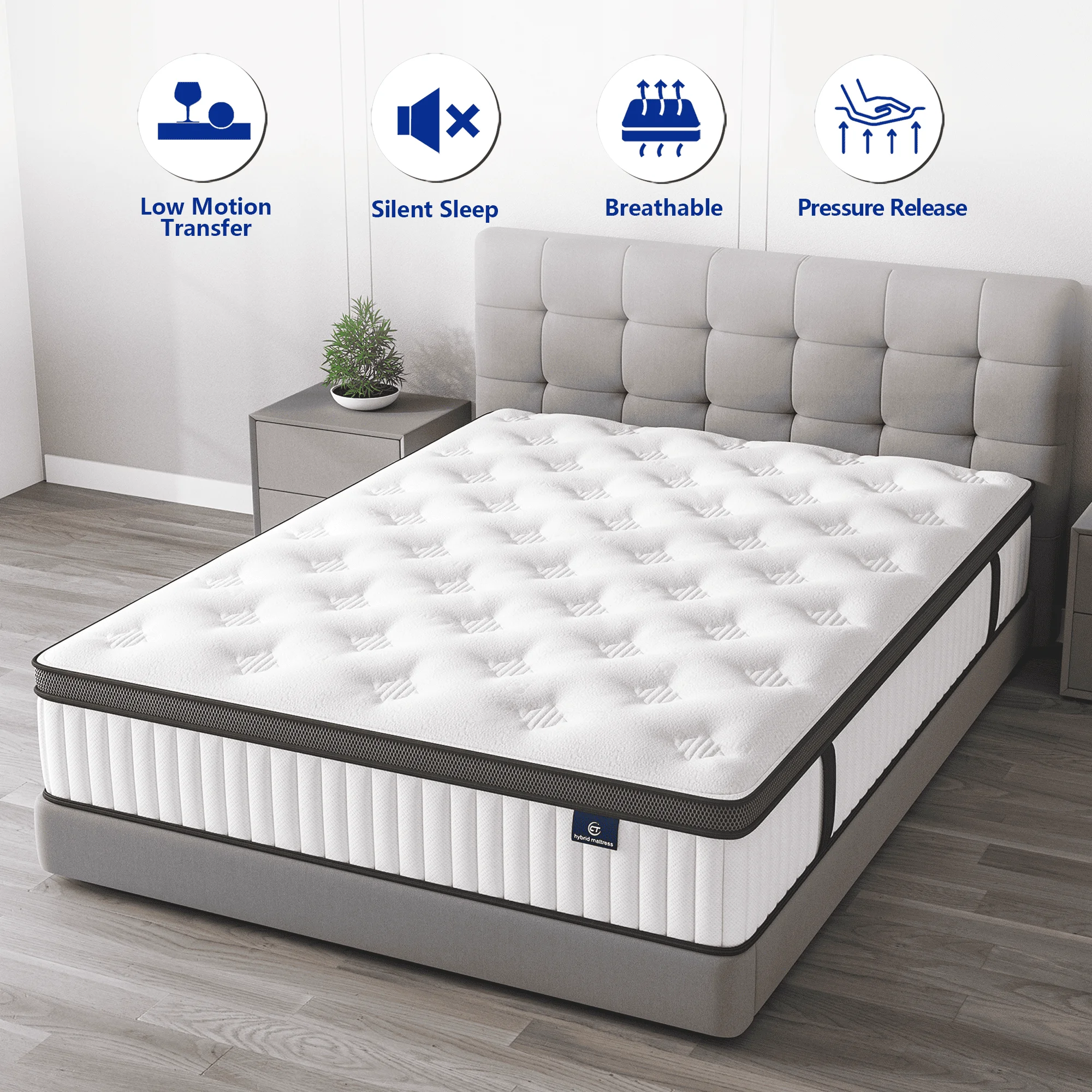 Madevos Full Mattress in a Box, 12 inch Memory Foam individual Pocket Spring Hybrid Mattress - Medium Firm Support with Soft & Breathable - Image 8