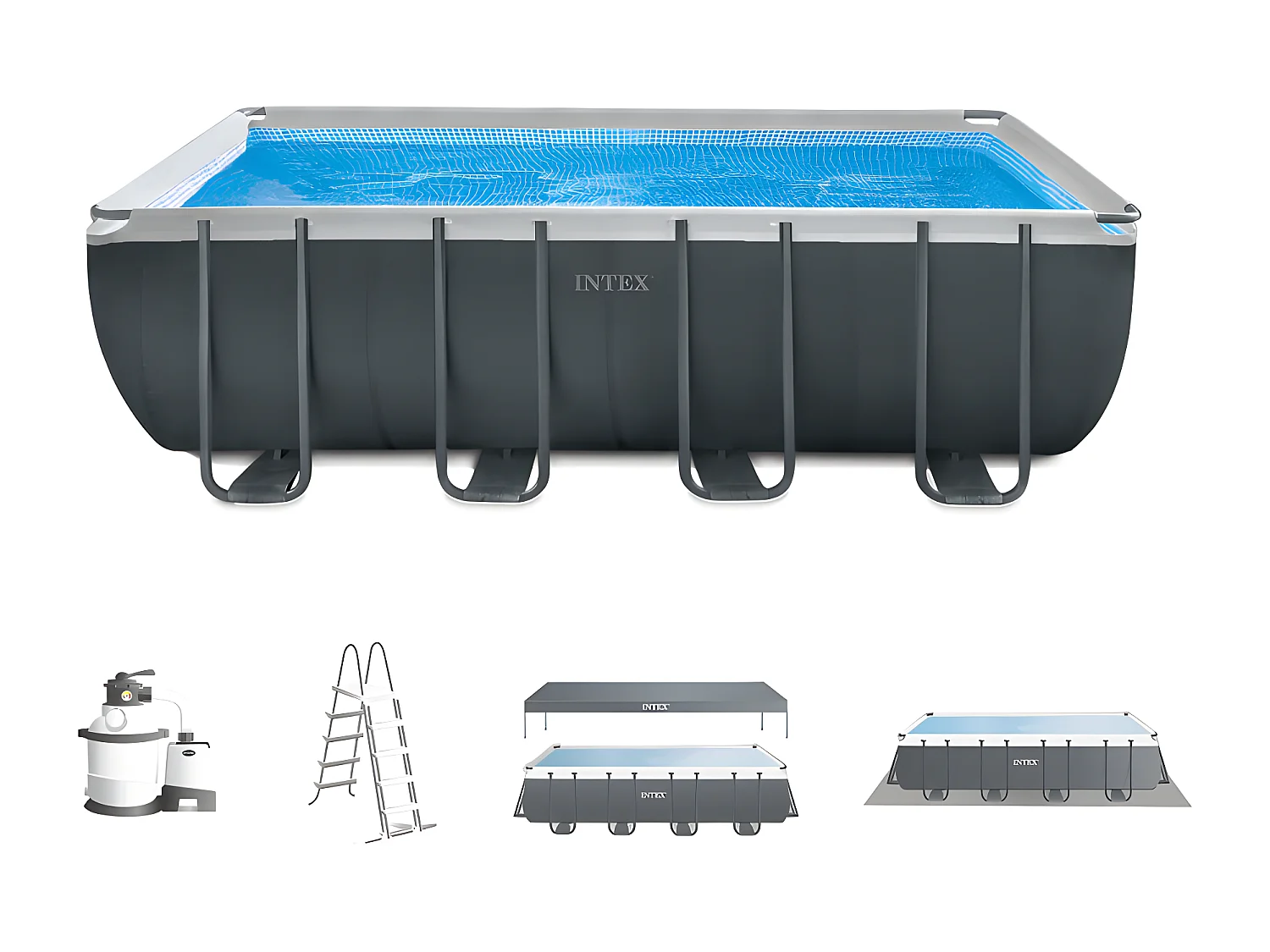 Piscine tubulaire rectangulaire Intex Ultra XTR 5,49 x 2,74 x 1,32 m-B07FB5JR6B