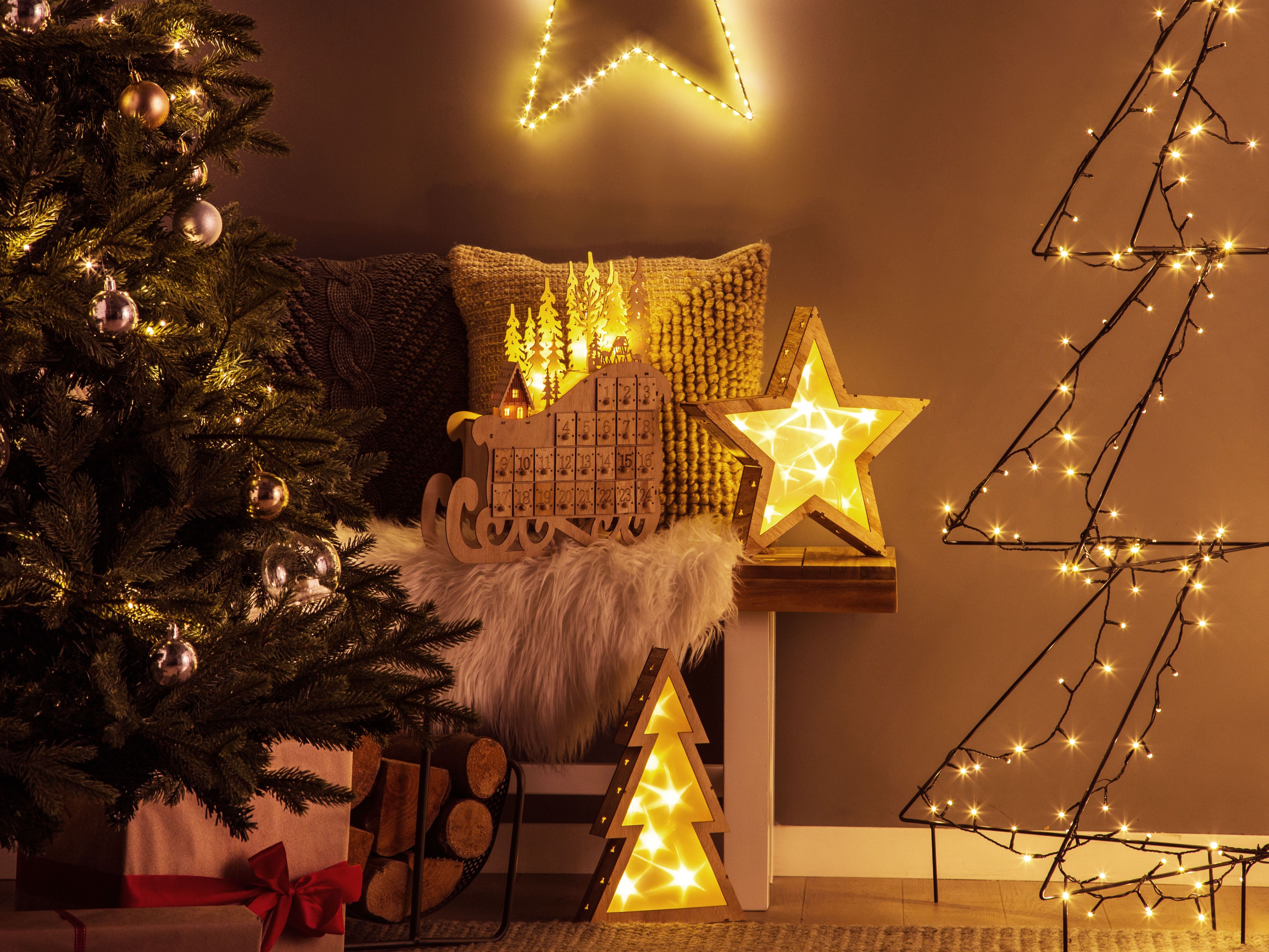 Christmas Decoration LED IMPALA Advent Calendar 40 cm Light Brown