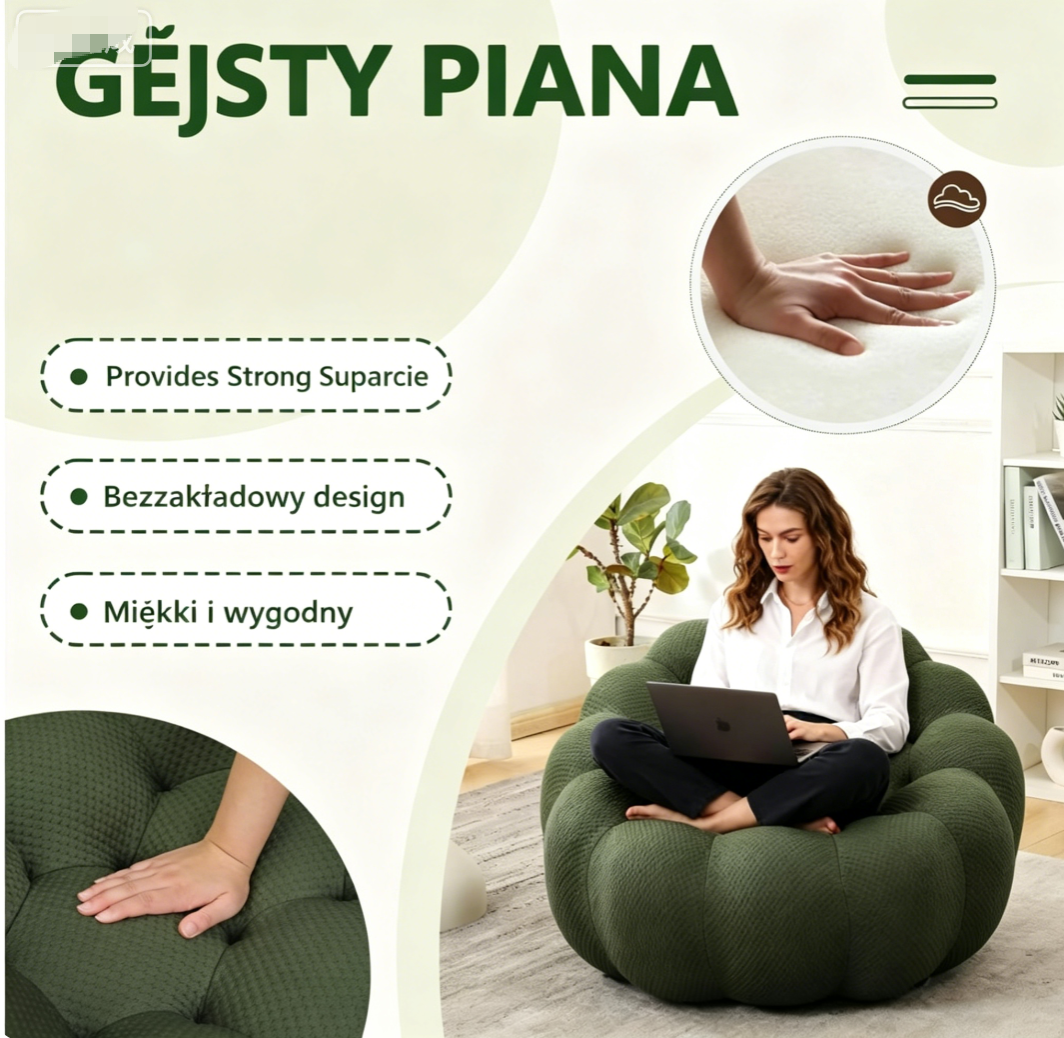 - Kup 2, otrzymaj 2 gratis- 36-calowy bardzo duży fotel sako