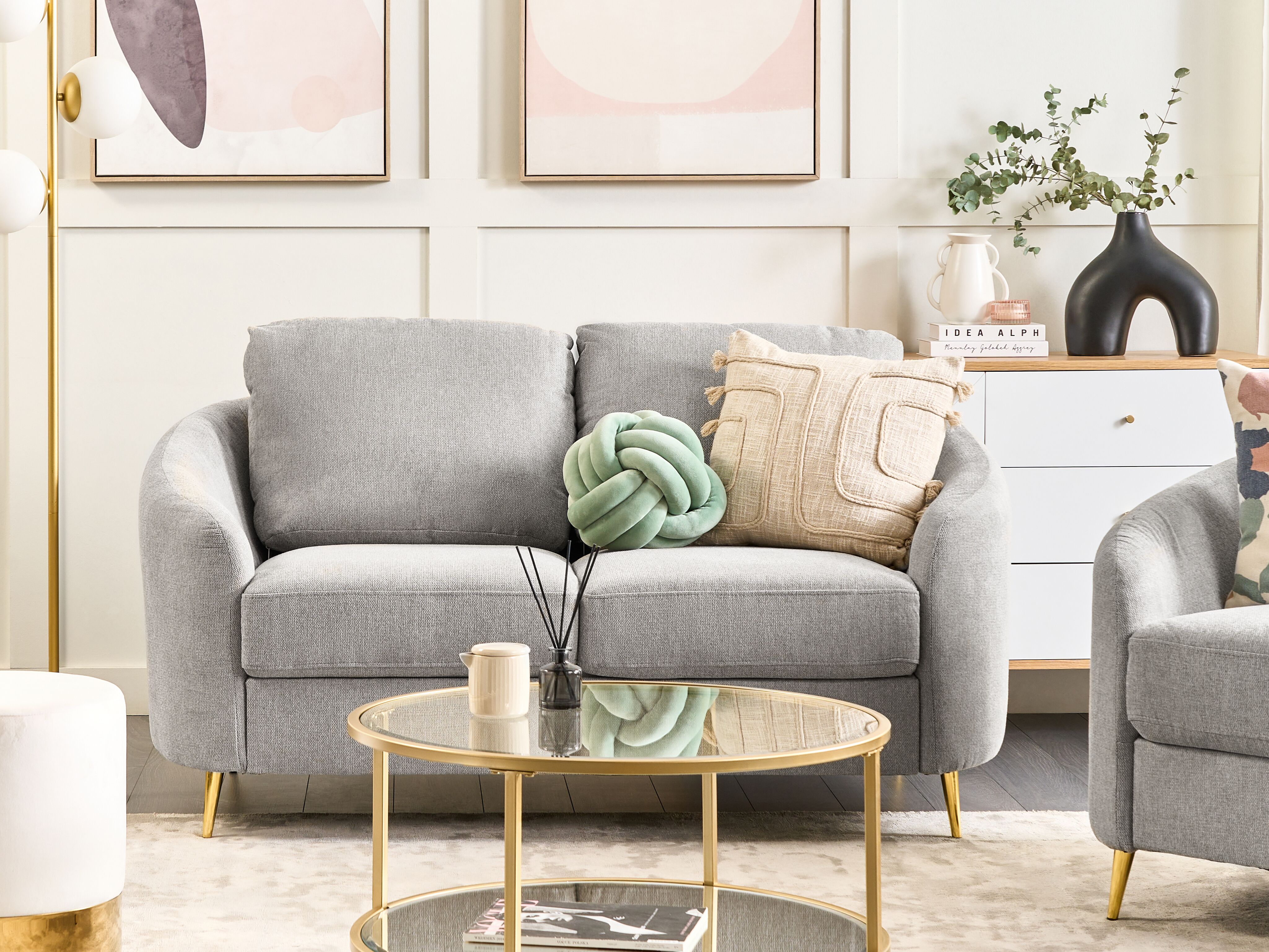 Sofa 2 Seater TROSA Fabric Light Grey