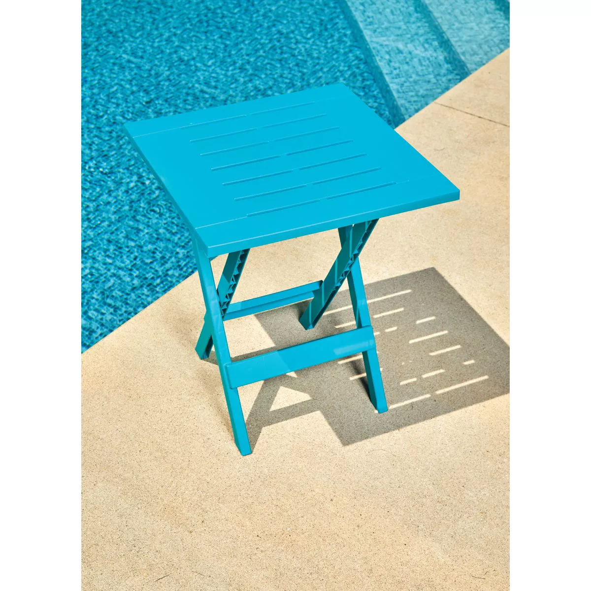 Gracious Living Quick-Fold 17 In. Square Intense Teal Folding Side Table