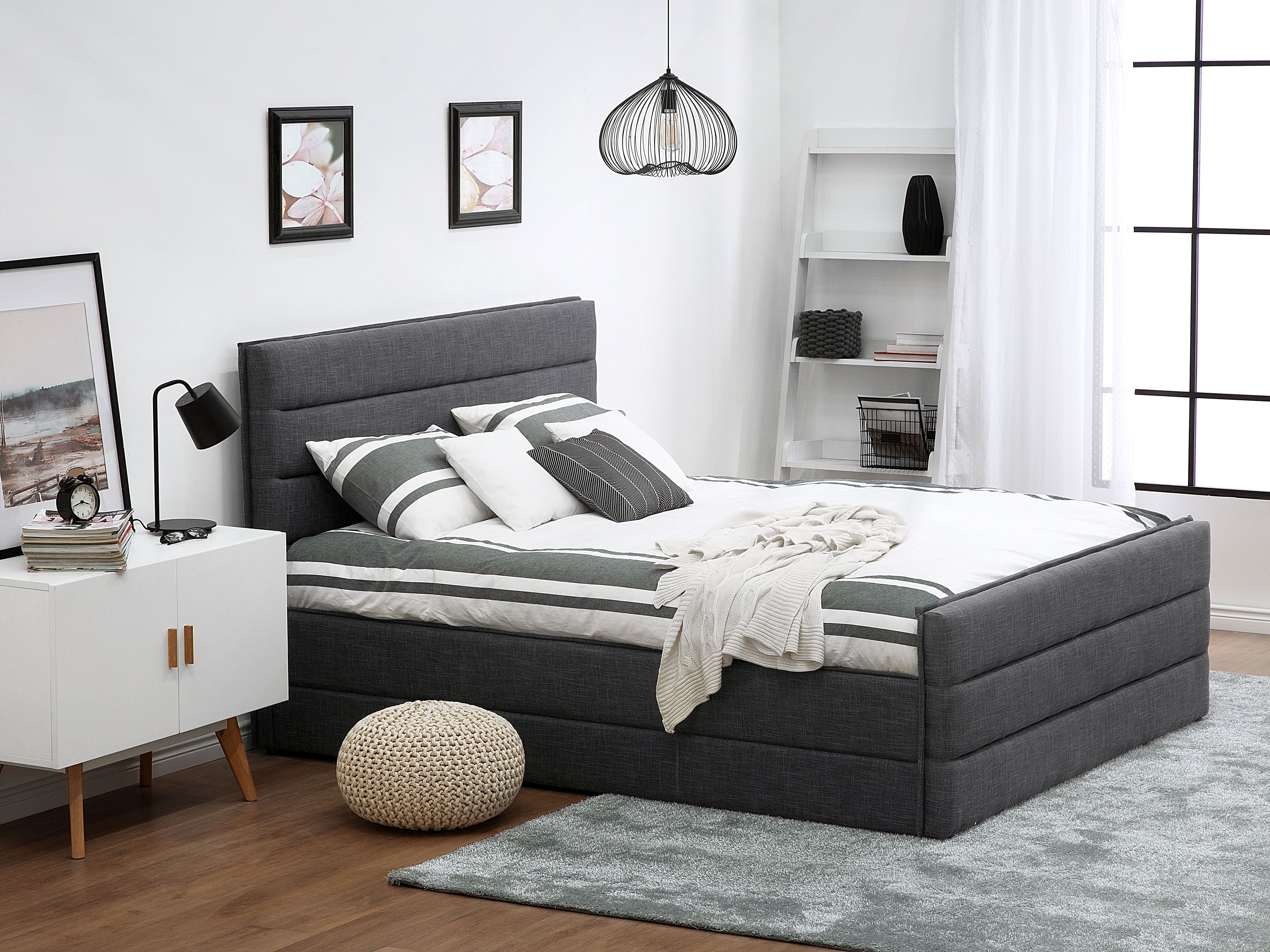 Bed Fabric VALBONNE 160 x 200 cm (EU King Size) Dark Grey