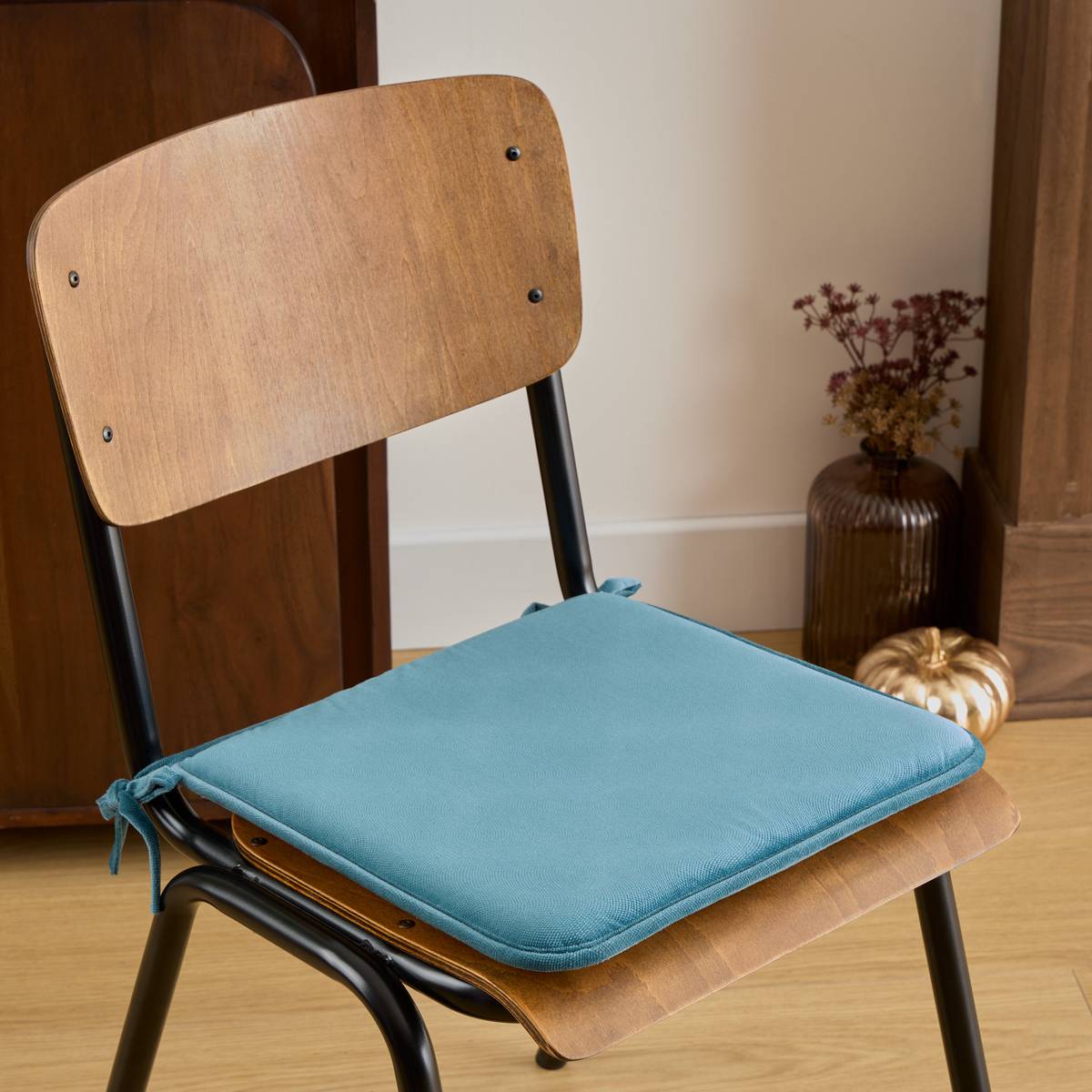 Chair cushion "Lilou" Teal blue, 38x38 cm