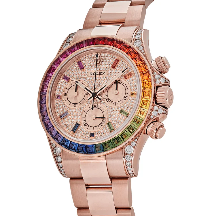 Rolex Daytona Rose Gold Rainbow Bezel Diamond Dial 116595RBOW(1:1 replica) - Top club