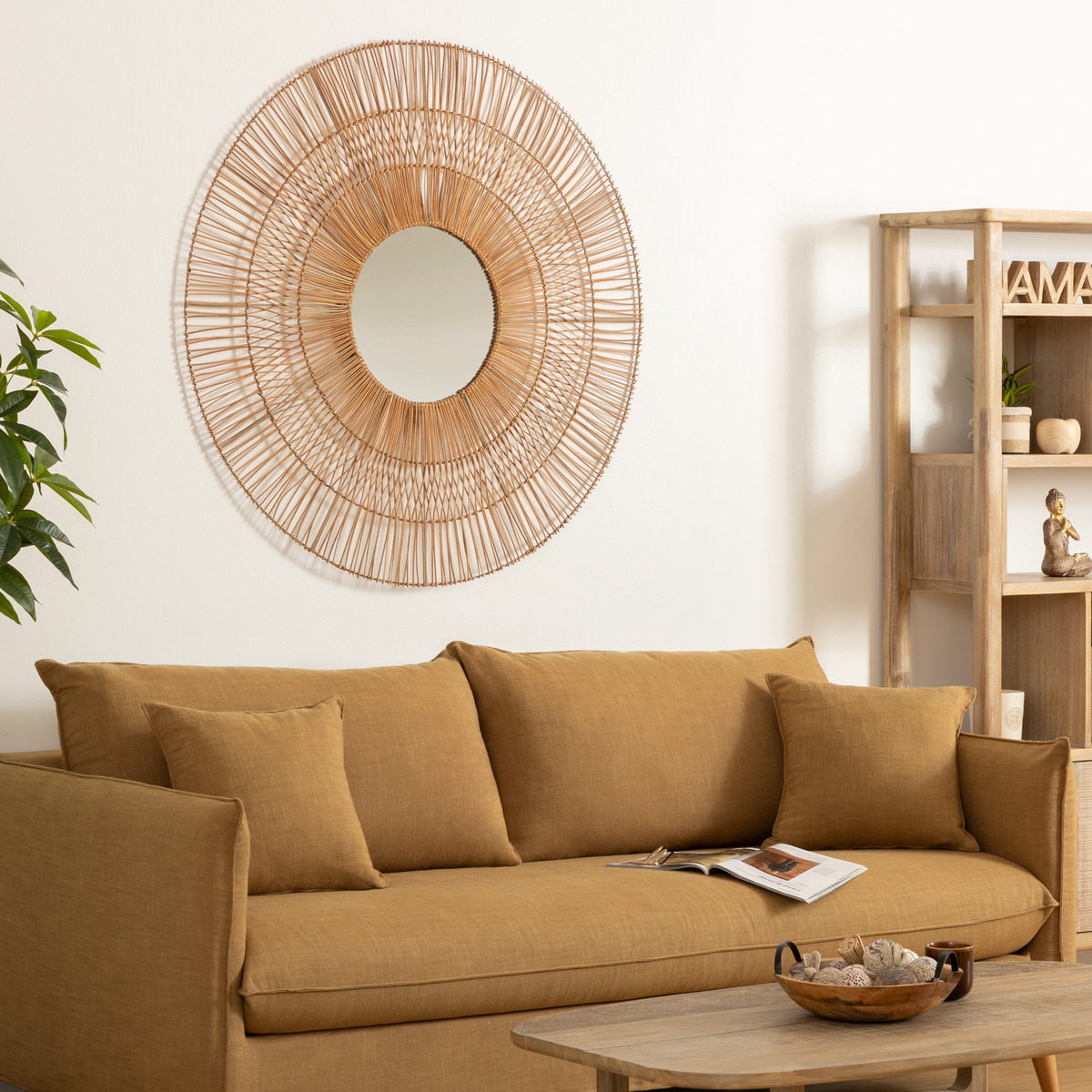 Mirror"Lona" Rattan, D.110 cm