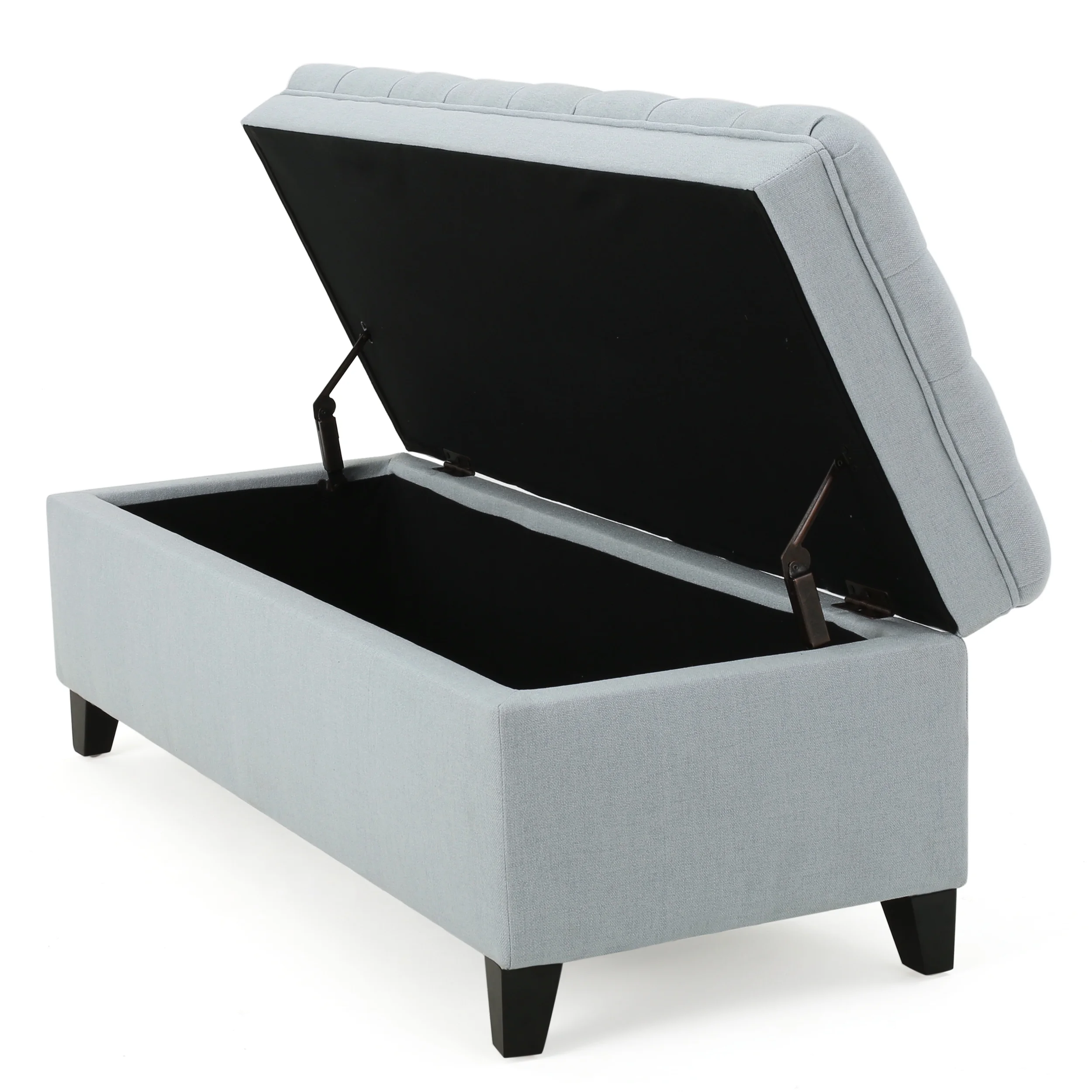 Noble House Hampton Contemporary Fabric Upholstered Storage Ottoman, White and Blue Floral - Image 100