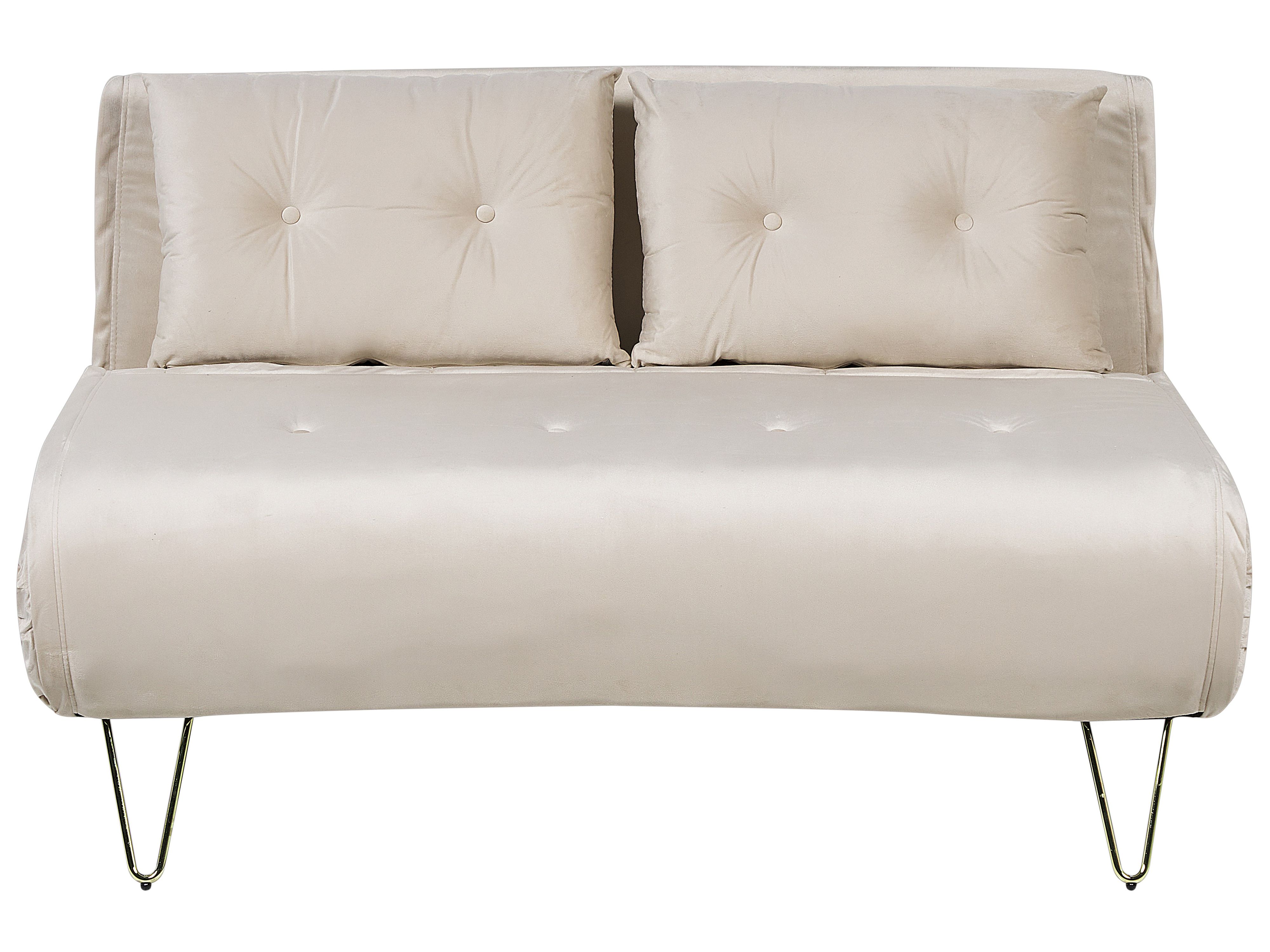Sofa Bed 2 Seater VESTFOLD Velvet Beige