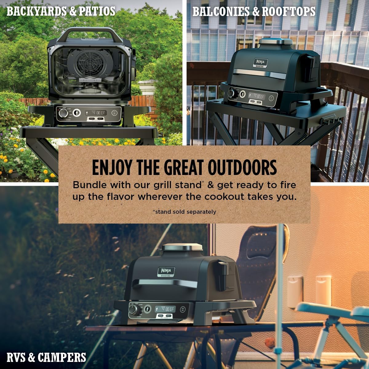 Ninja Woodfire Pro Outdoor Grill, 7-in-1, Grey XL With Built-In Thermometer - OG751 - Image 3 Ninja Woodfire Pro Outdoor Grill, 7-in-1, Grey XL With Built-In Thermometer - OG751 - Image 3
