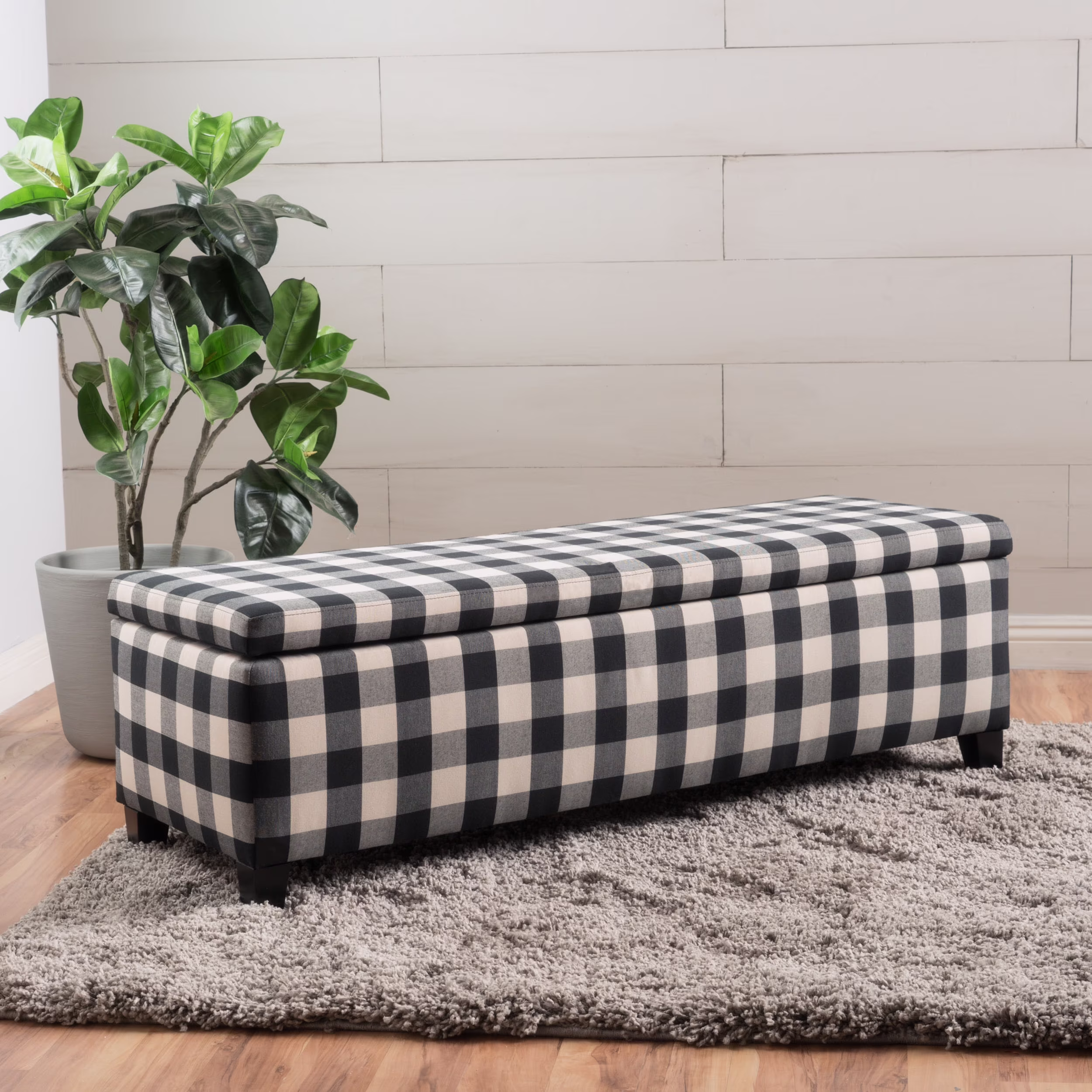 Noble House Hampton Contemporary Fabric Upholstered Storage Ottoman, White and Blue Floral - Image 7