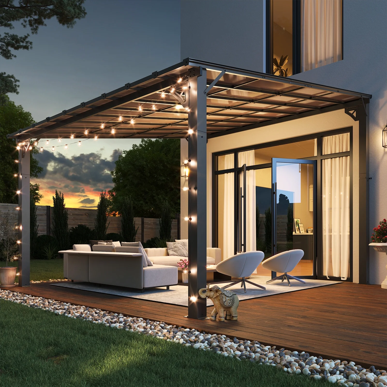 Aoxun 8' x 5' Gazebo for Patio, Gazebo Pergola with Sloped Roof, Grill Gazebo Large Wall-Mounted Heavy Duty Awnings, for Backyard, Deck, Patio - Image 37