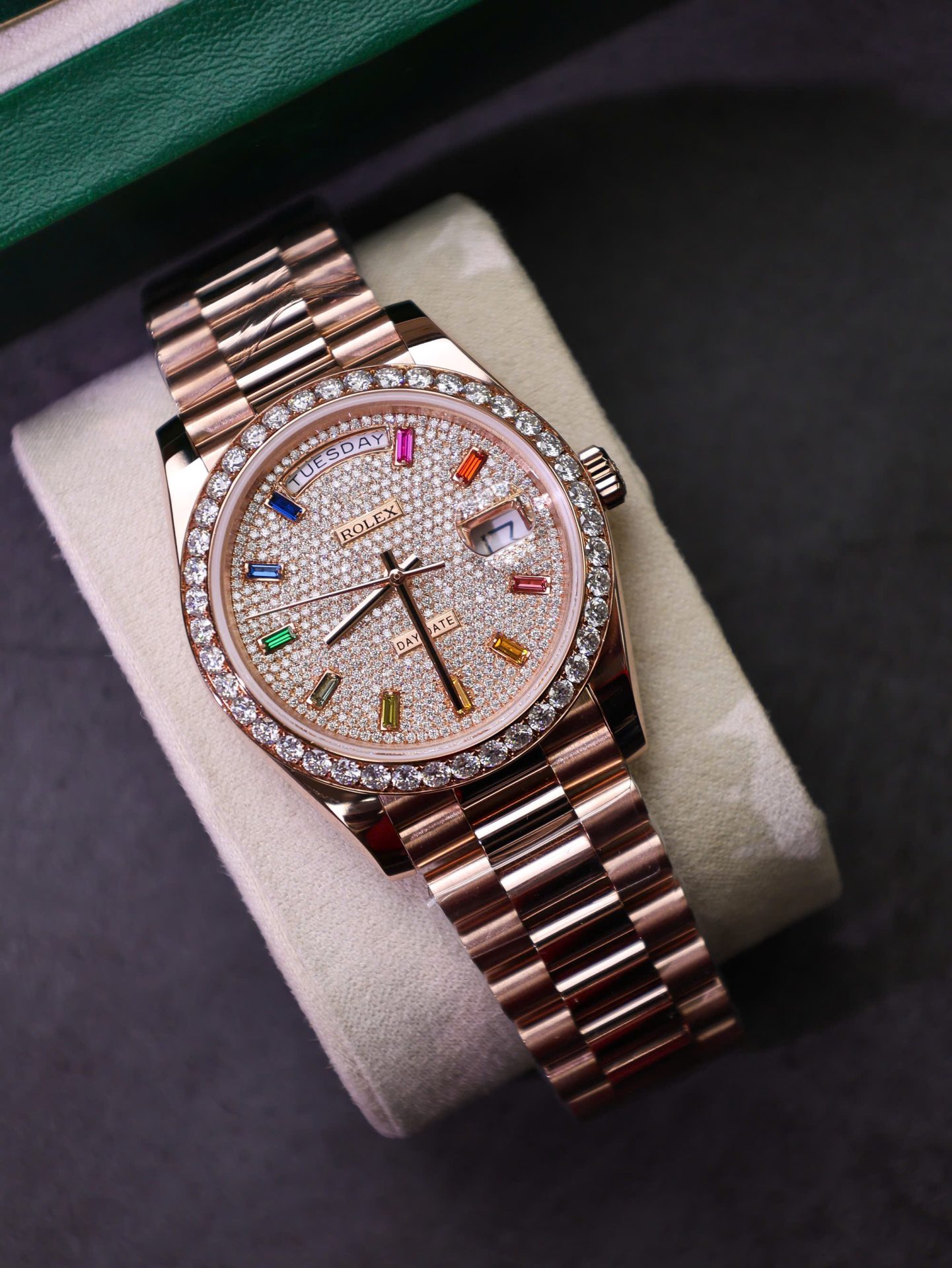 Rolex Day-Date Copies Watches Moissanite Diamonds + 18K Gold Wrapped Custom GM Factory 40mm - Elite Watch Atelier