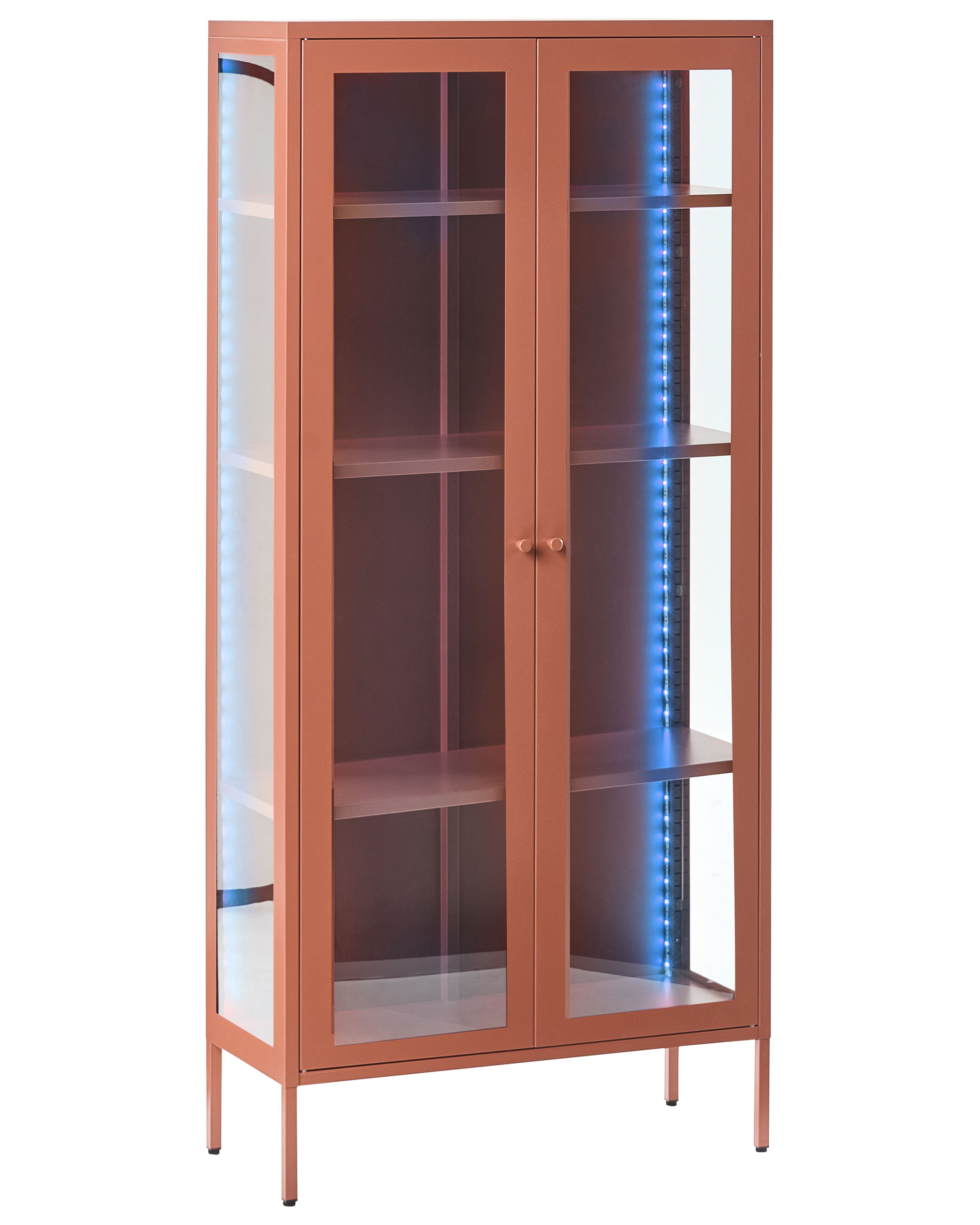 Glass Display Cabinet with LED HARTY Metal 80 cm Golden Brown