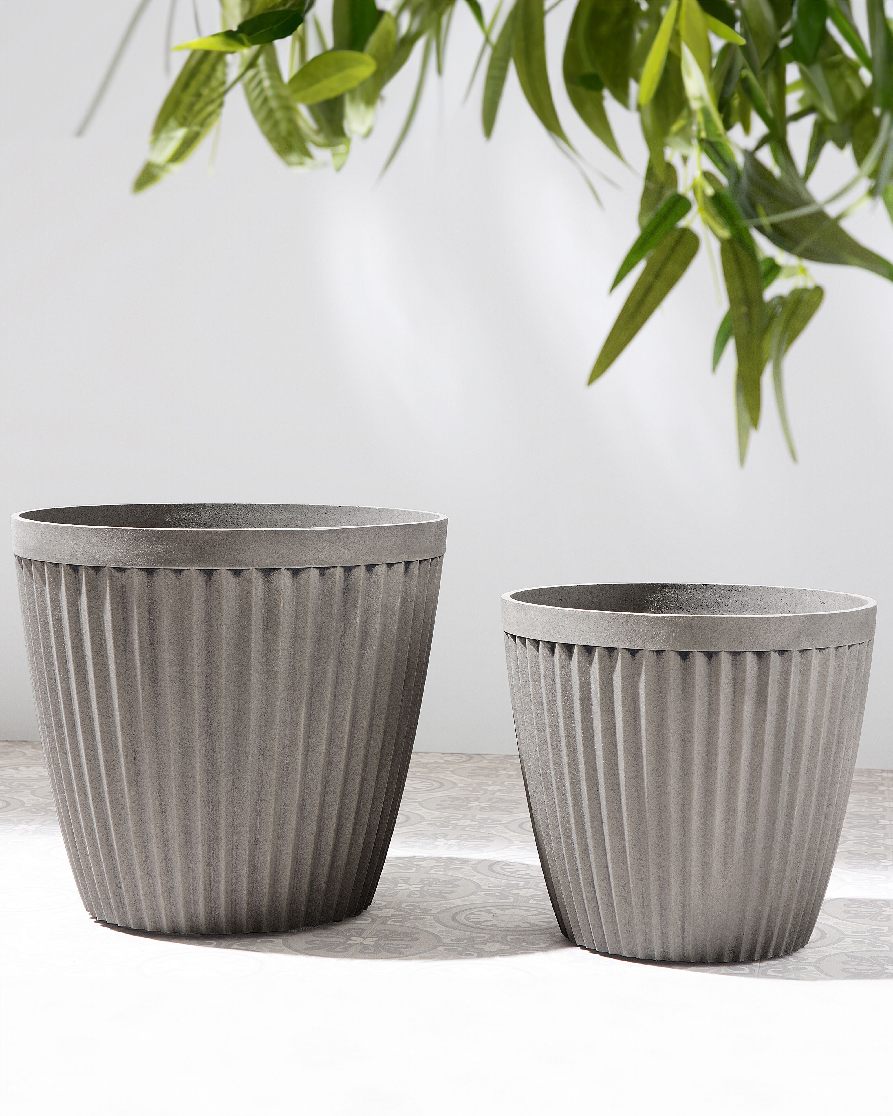 Set of 2 Plant Pots POKA 36 cm Taupe