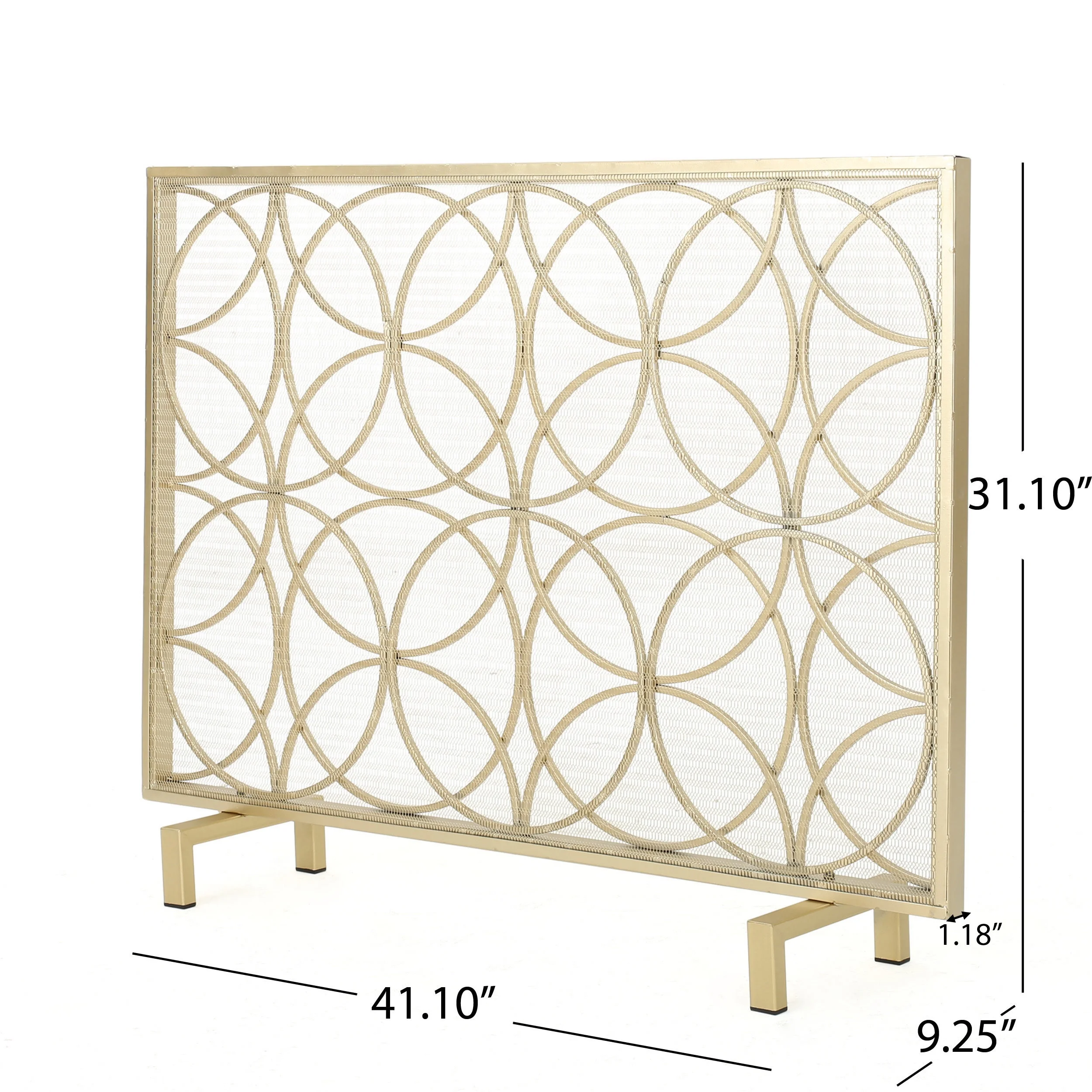 Noble House Emmilou Iron Single Panel Fireplace Screen, Gold - Image 11