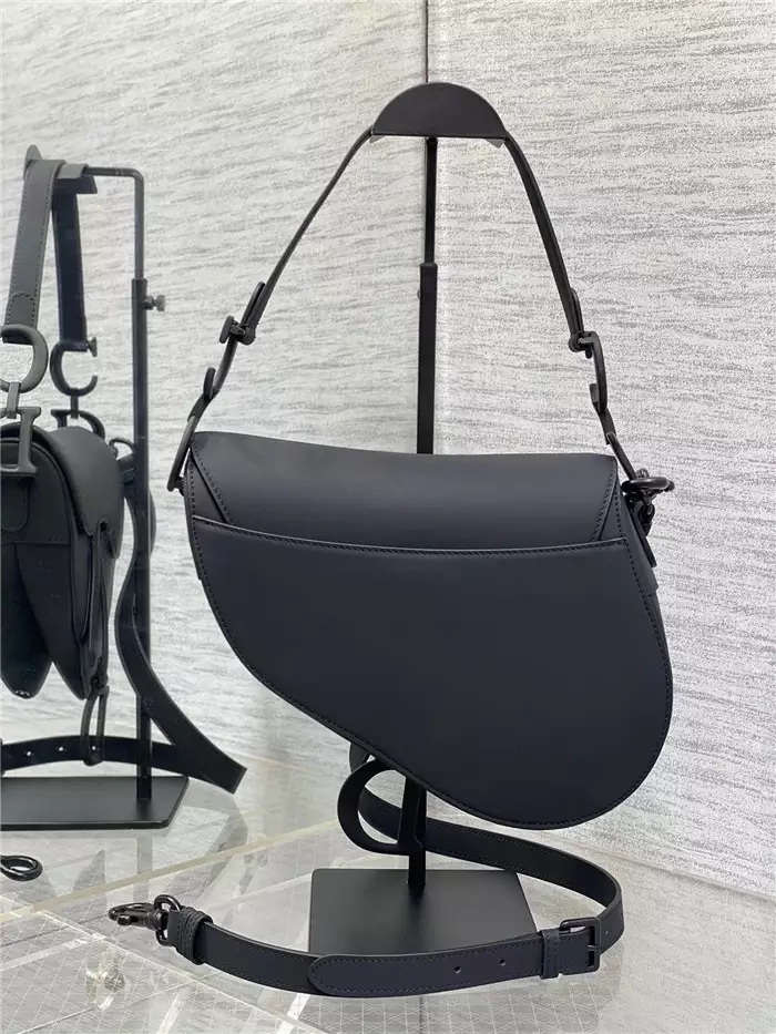 Saddle Bag with Strap Black Ultramatte Calfskin1:1High-quality replica