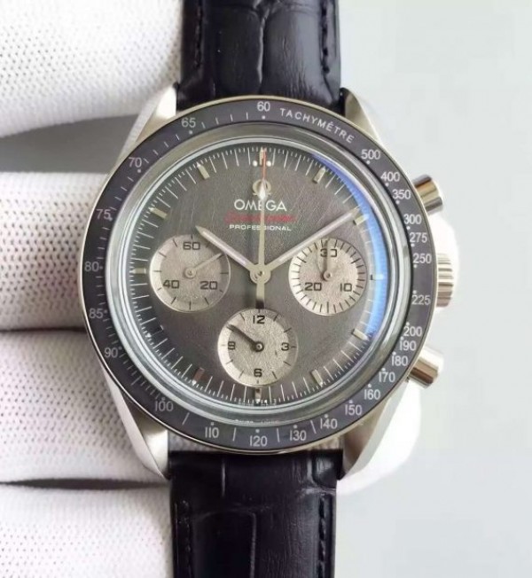 Replica Omega Speedmaster Apollo 17 40th anniversary Gray Dial Leather Strap Manual Winding - Top club