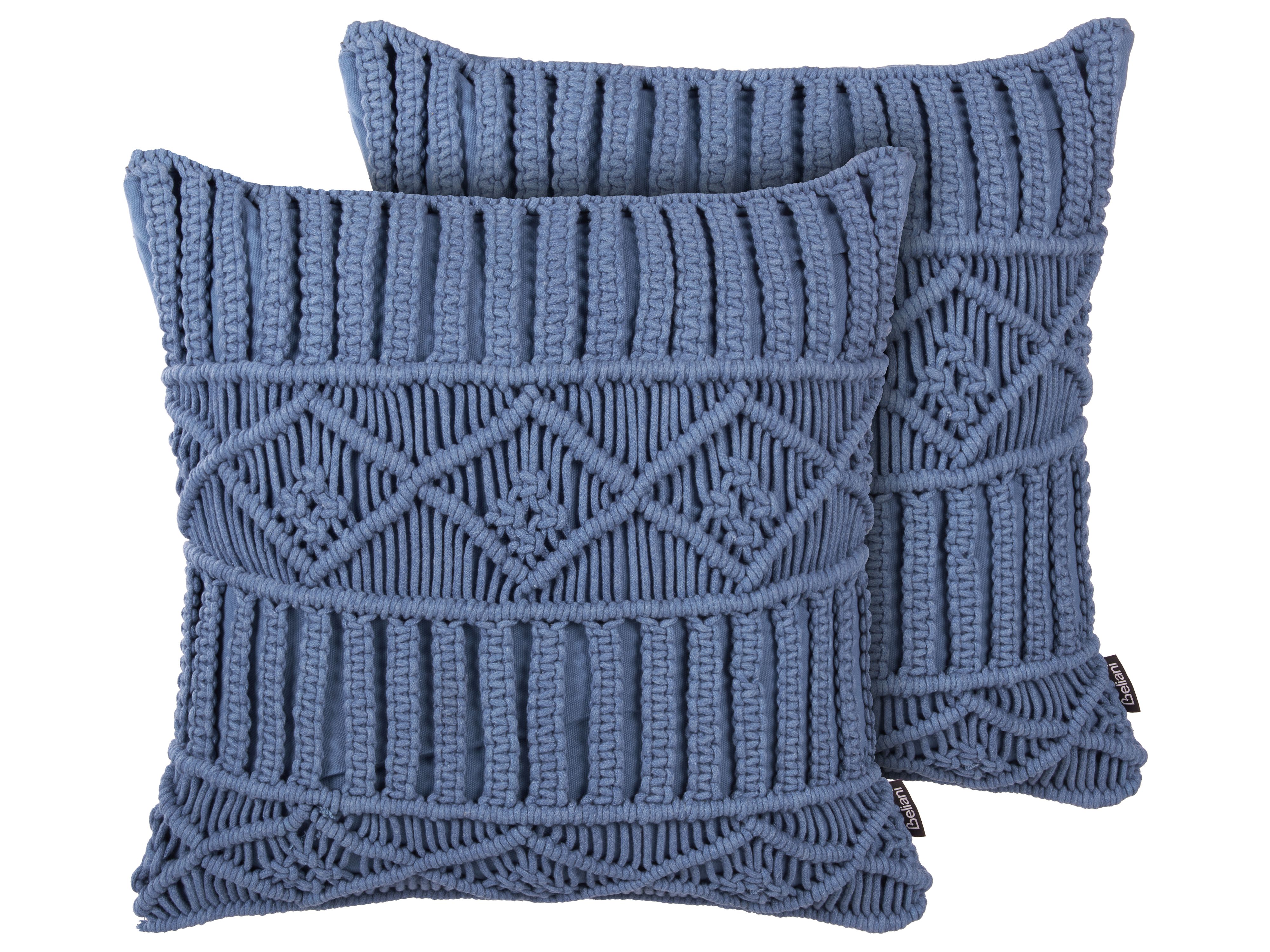 Set of 2 Decorative Cushions KARATAS Cotton 45 x 45 cm Blue Geometric Pattern