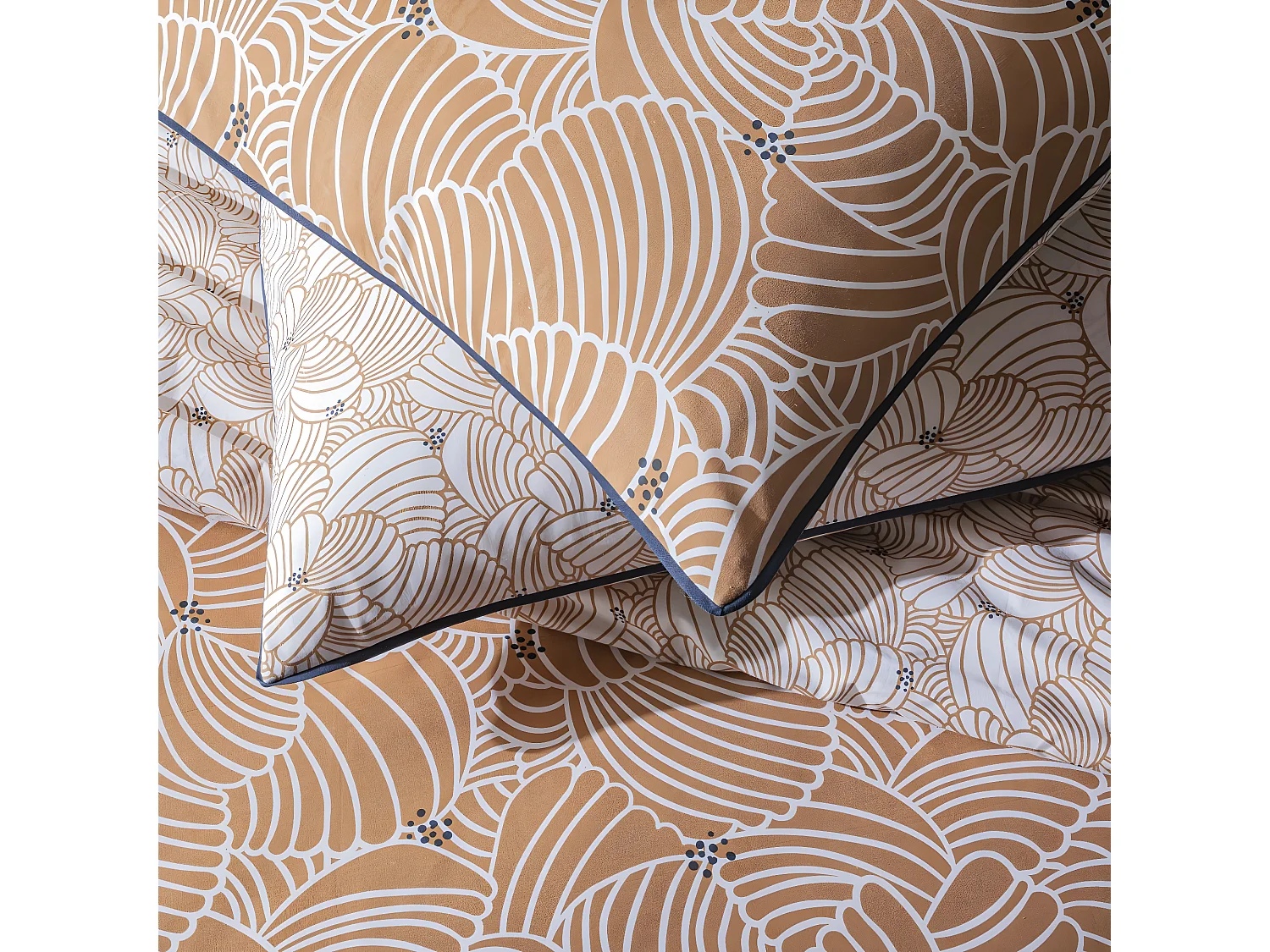Parure de lit 2 personnes graphique floral en coton 260x240cm