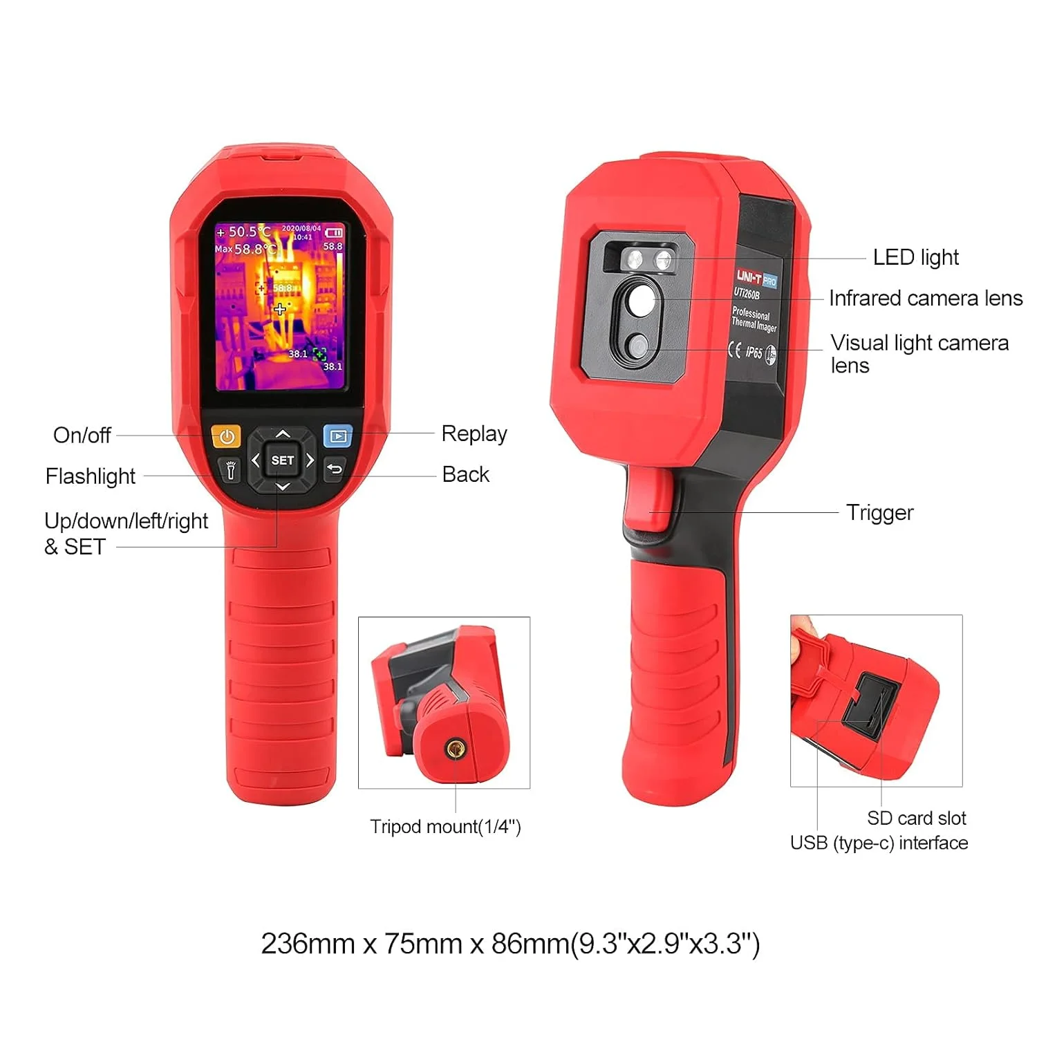 UNI-T UTI120S Thermal Imaging Camera 120x90 IR Resolution 10800 Pixels -20~400�� 2 Meter Drop Durability IP54 Rechargeable 16GB MicroSD - Image 16