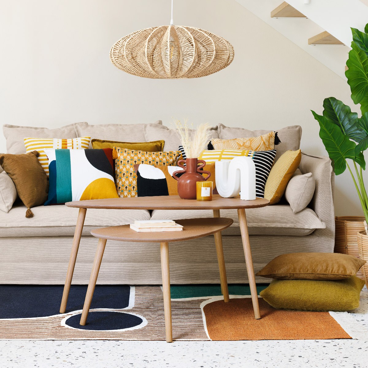 Nesting tables "Mileo" Pine, L.88/98 cm