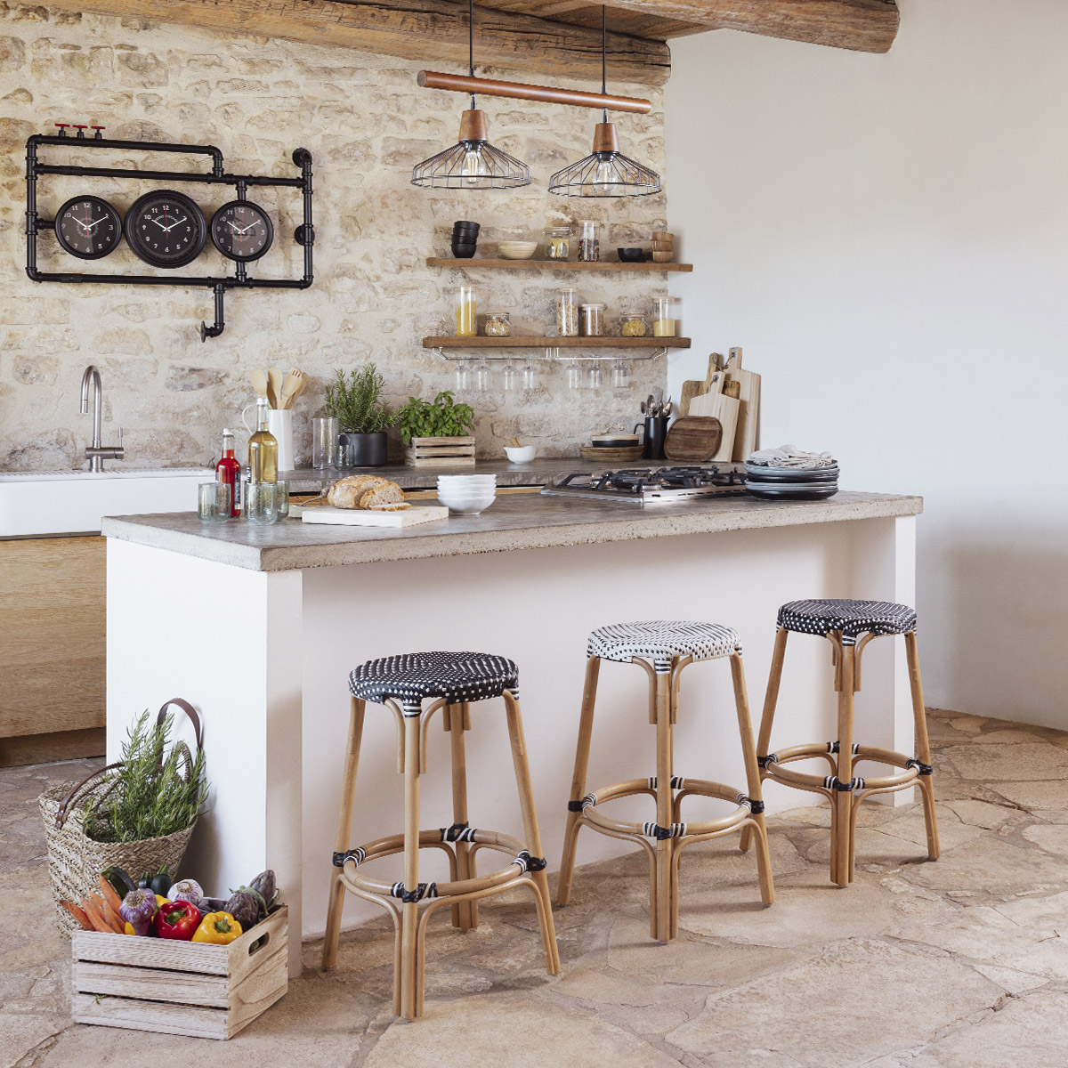 Bar stool "Trecia" Rattan, white