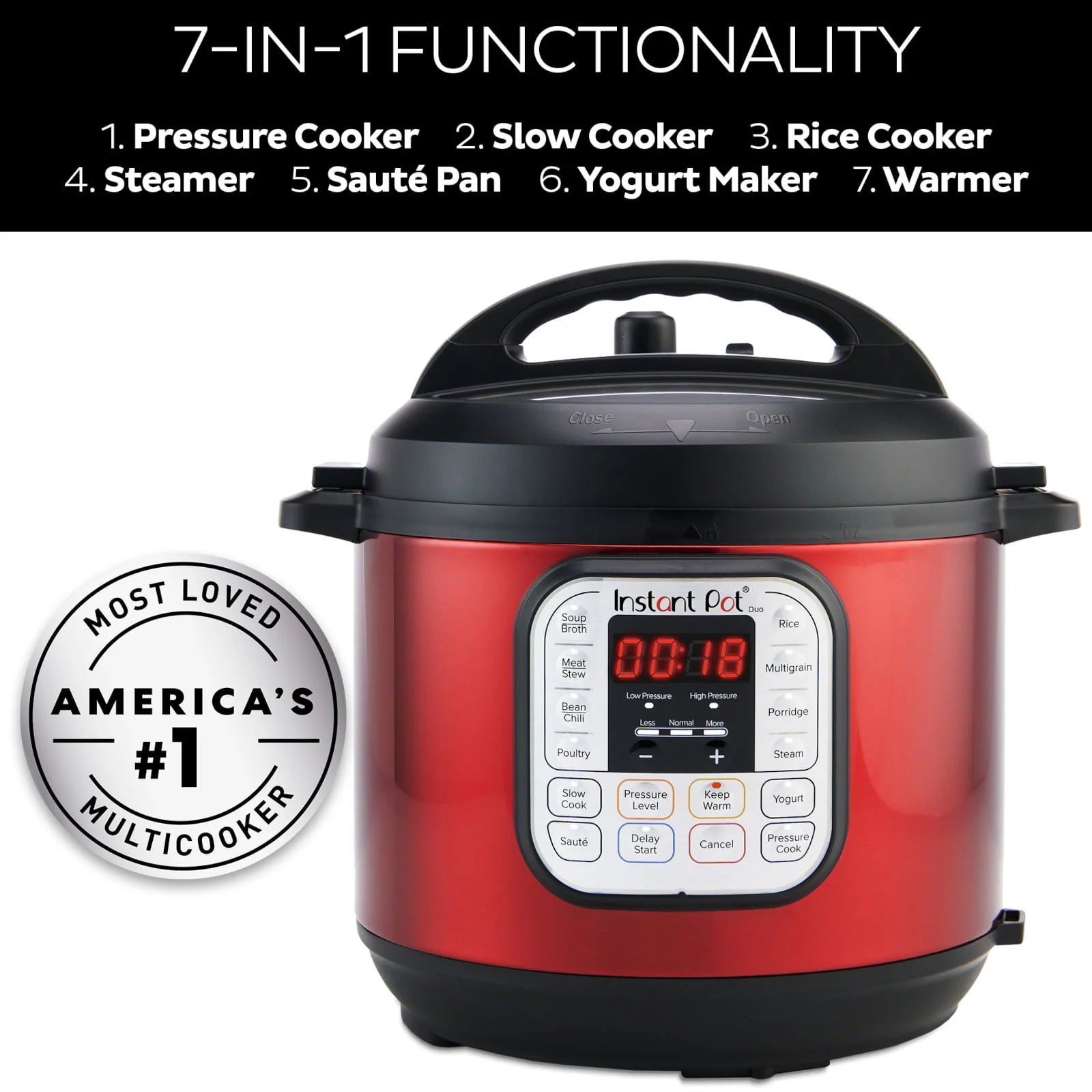 Instant Pot Duo�?6 Quart Multi-Cooker, Red Stainless Steel - Image 3
