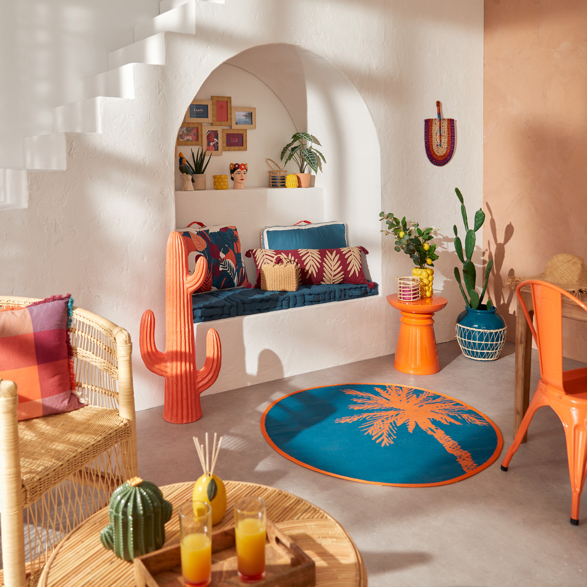 Outdoor cactus decoration "Milo" Orange, H.96 cm