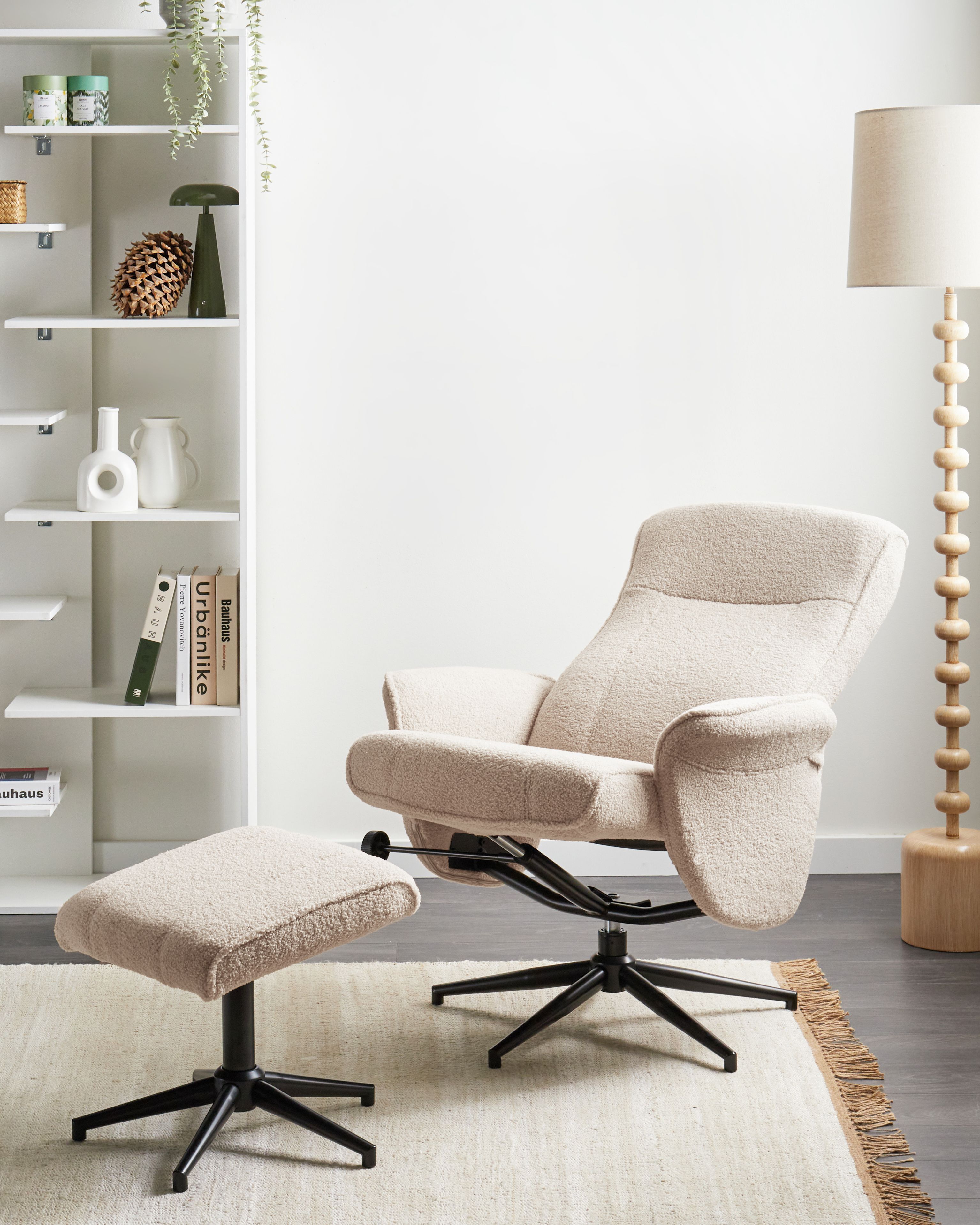Recliner Chair JAPET Boucle Beige