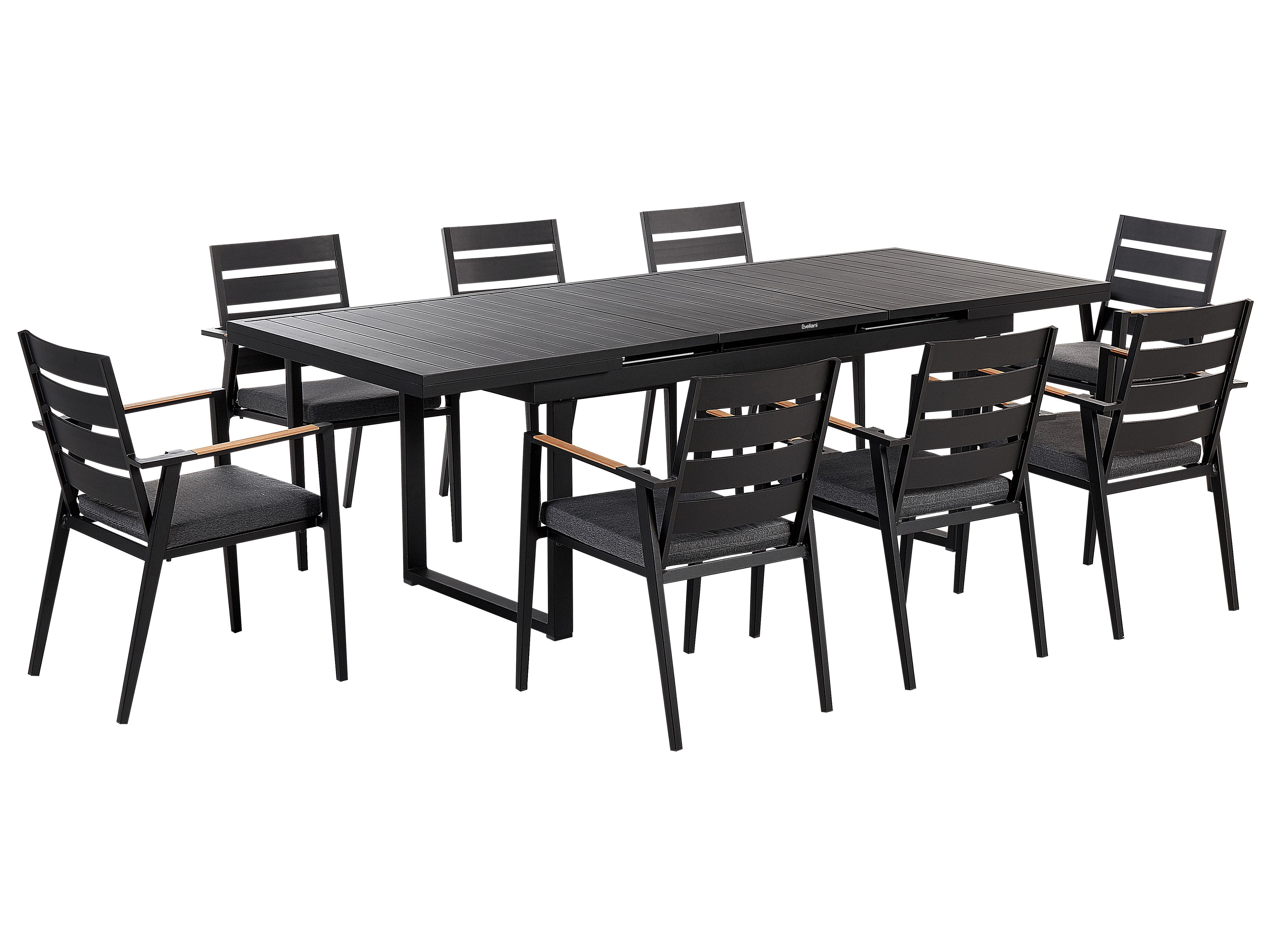 Garden Dining Set 8 Seater VALCANETTO/TAVIANO with Cushions Metal Black