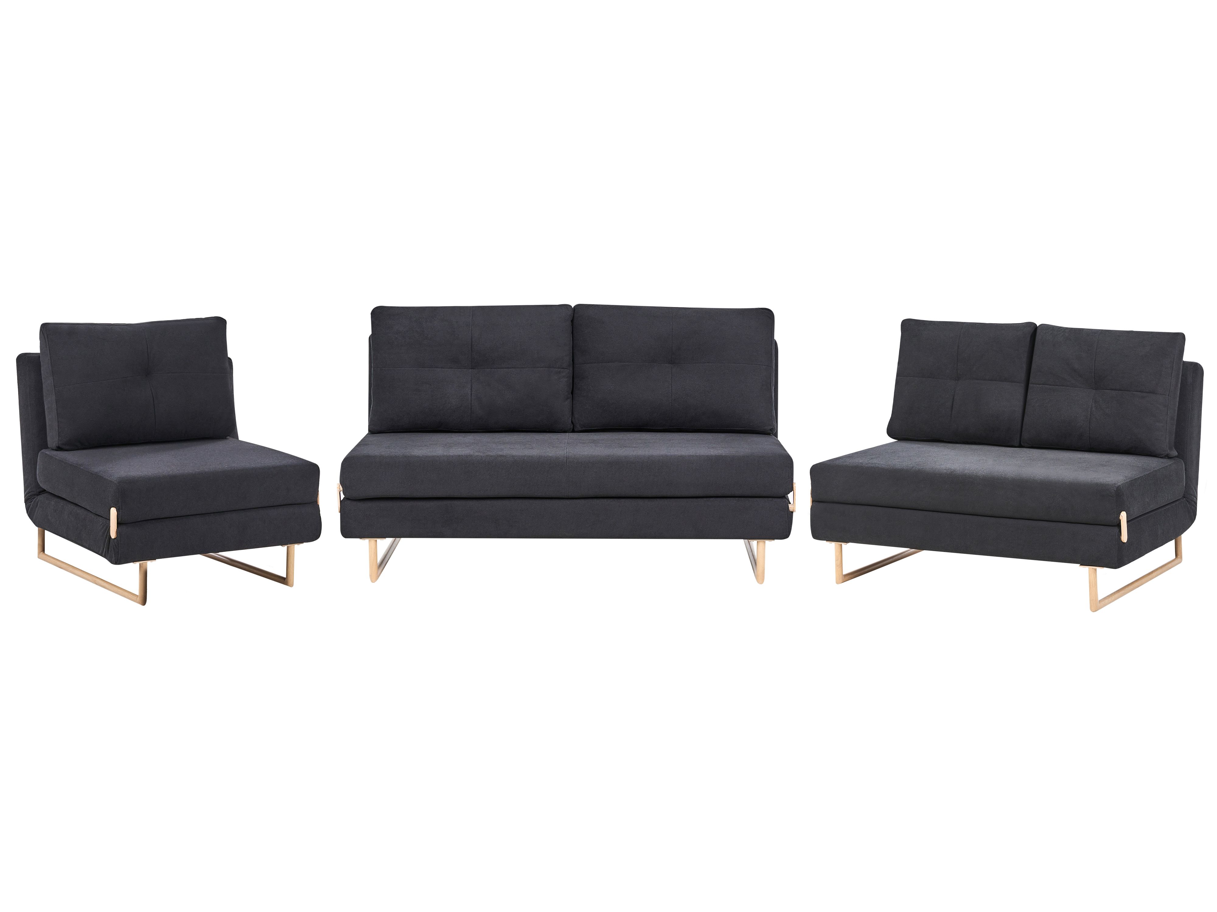 Living Room Set 6 Seater JERSLEV Fabric Black