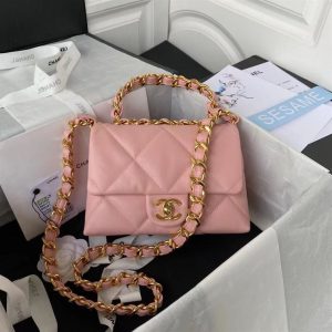 Chanel Classic Medium Blue Lambskin Rainbow Hardware – CB0311:1High-quality replica