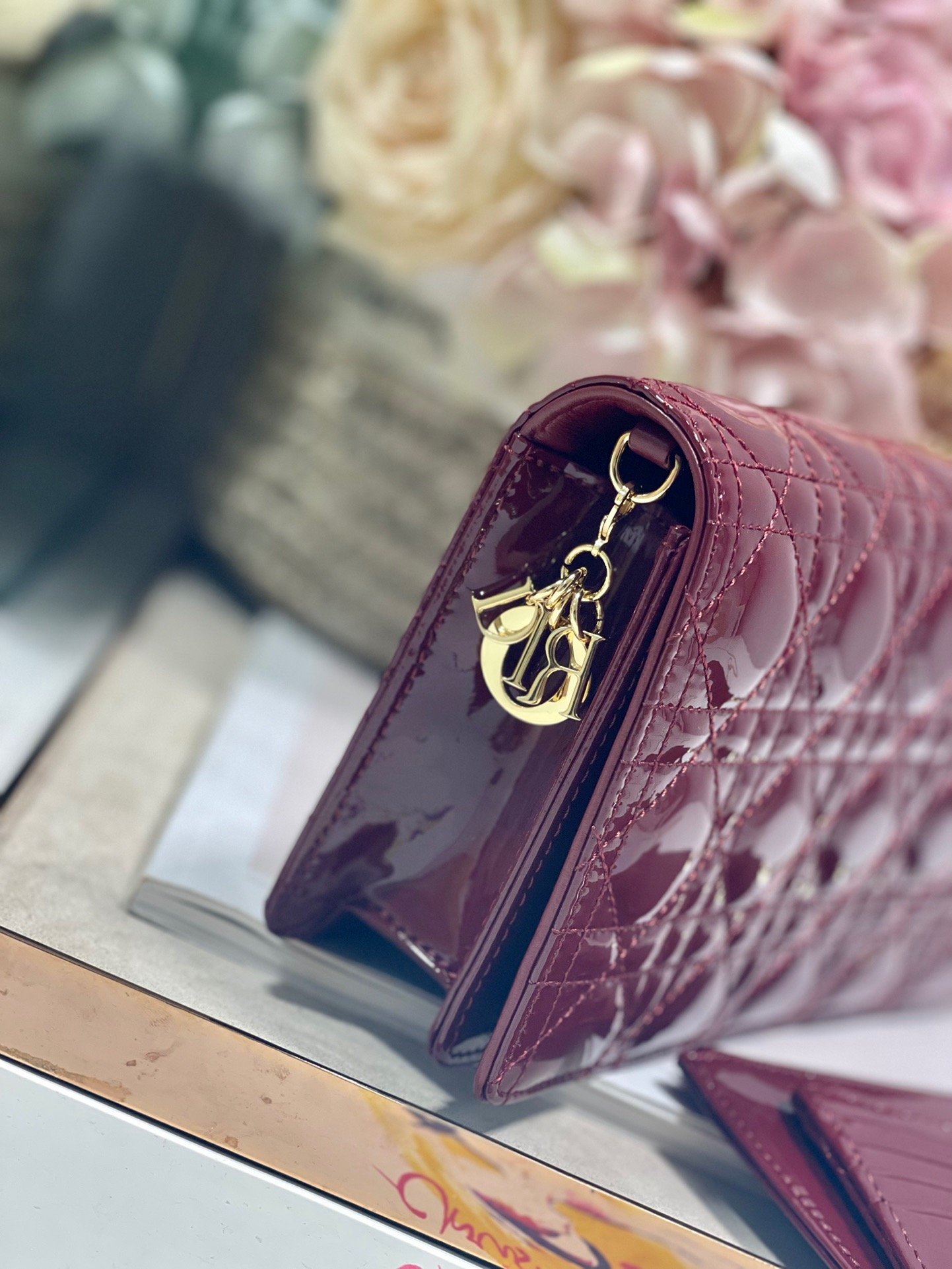 Christian Dior Lady Dior Pouch Maroon, For Women, Women’s Handbags 8.5in/21.5cm CD1:1High-quality replica