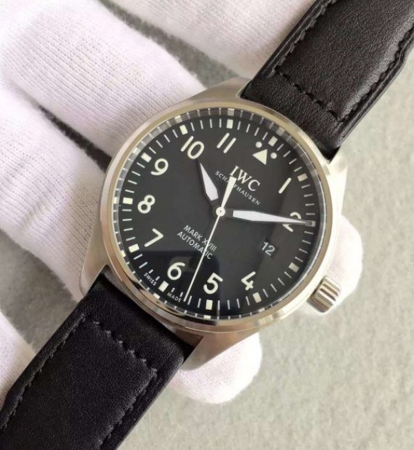 Replica IWC MKF Mark XVIII IW327001 Black Dial Leather Strap - Elite Watch Atelier