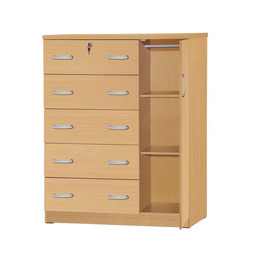 Better Home Products JCF Sofie 5 Drawer Wooden Tall Chest Wardrobe in Mahogany - Image 13