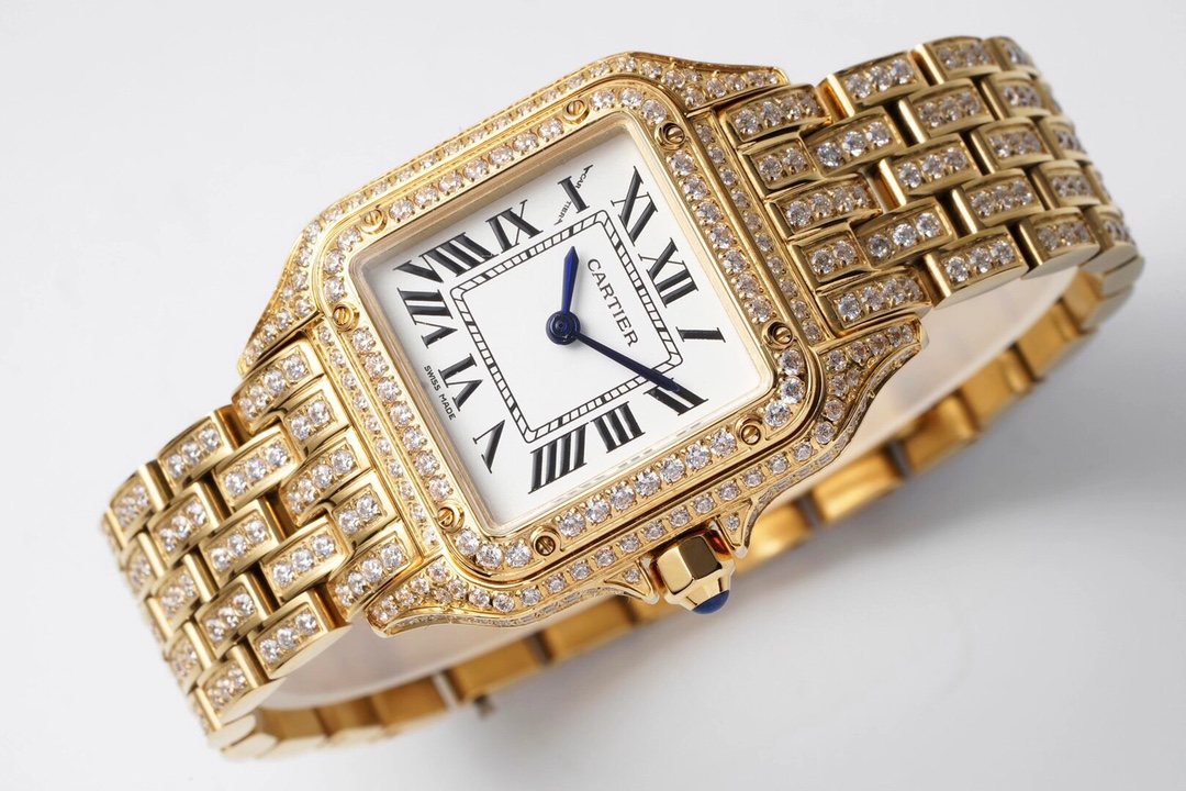Cartier Cheetah Full of Diamonds Ladies 37MM-Golden(1:1 replica) - Elite Watch Atelier