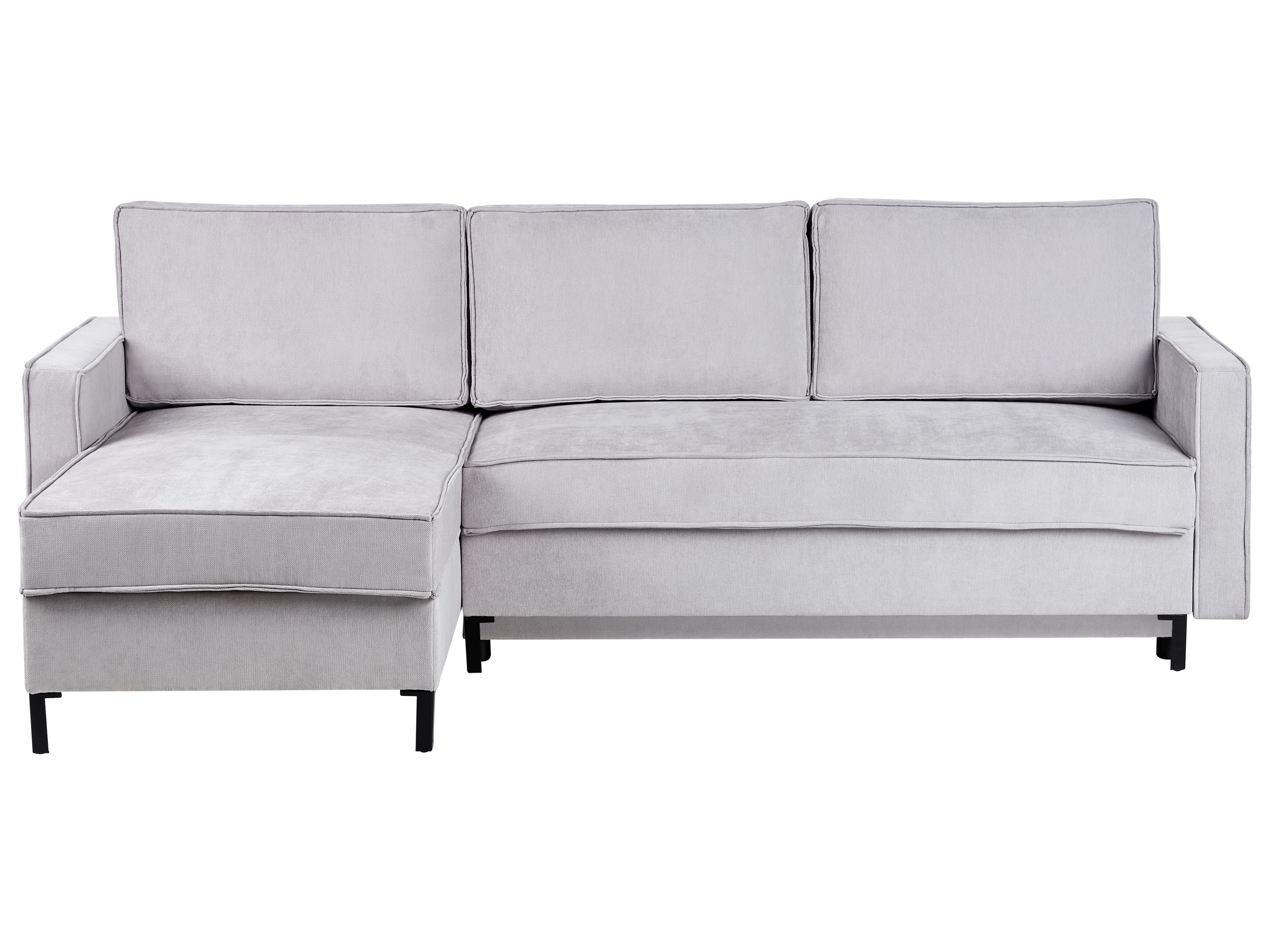 Corner Sofa Bed 3 Seater TEJN Fabric Light Grey with Storage Right Hand